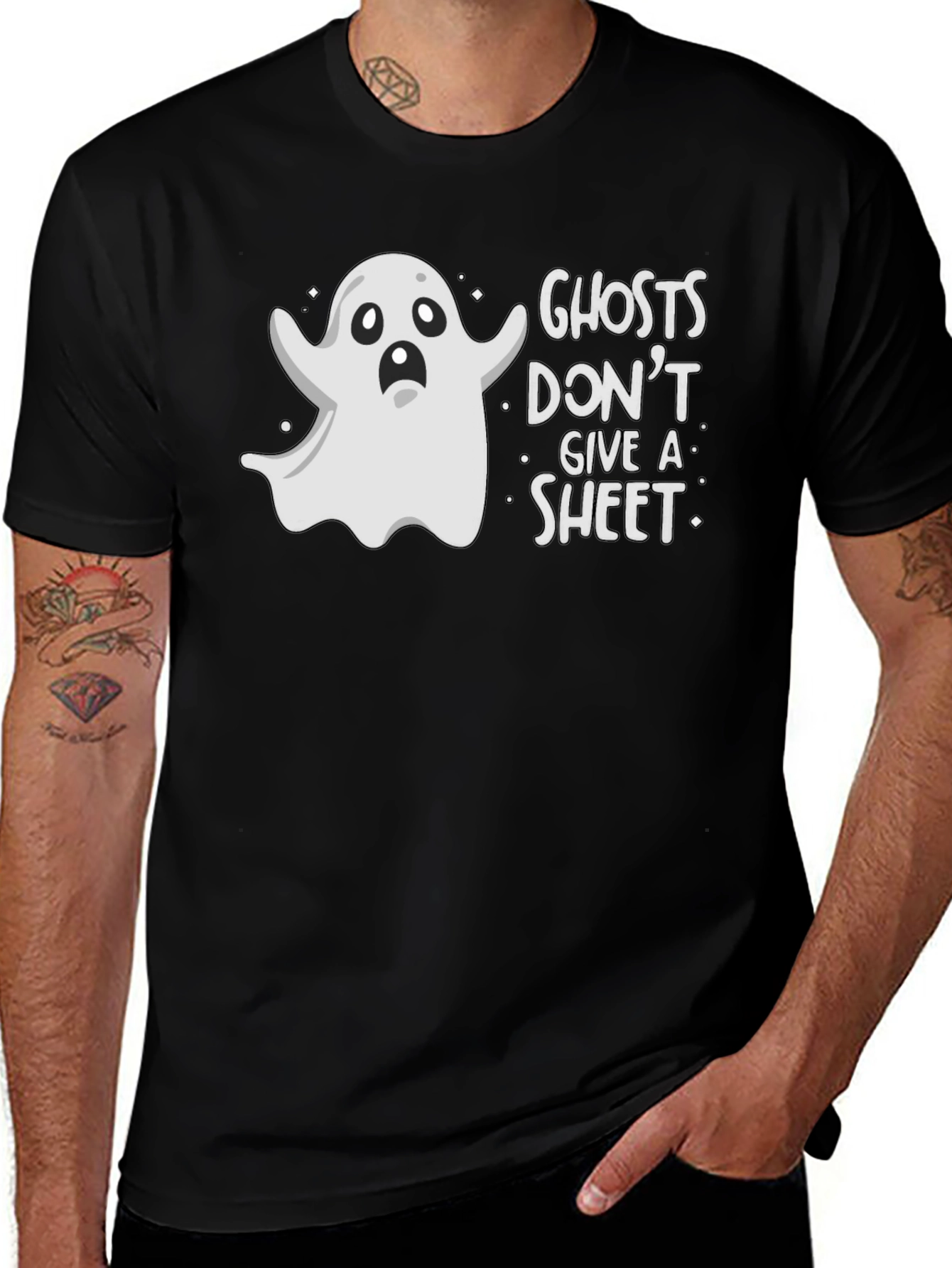 Variant 2 of Funny Ghosts Don't Give A Sheet Graphic T-Shirt