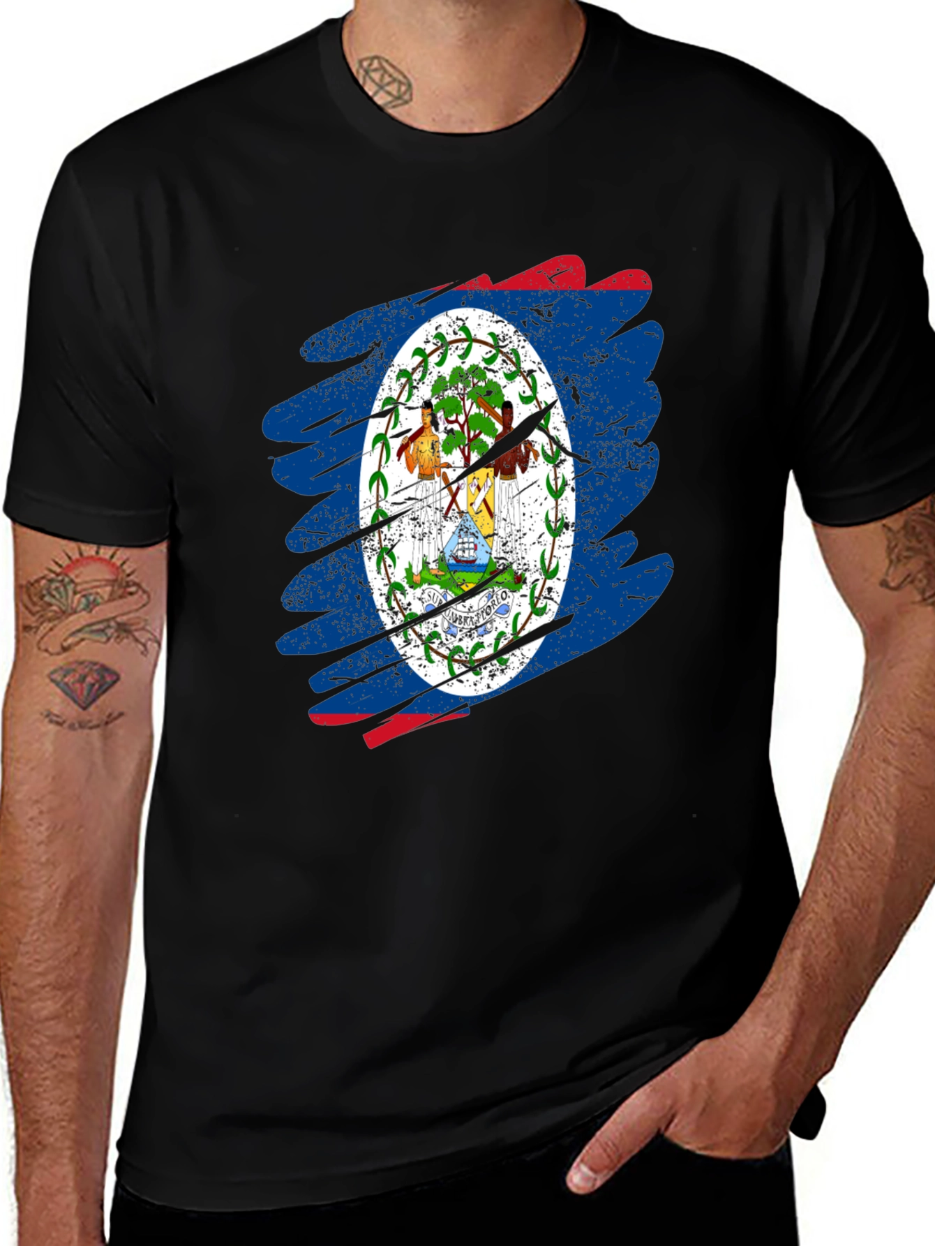 Belize Flag T-Shirt - Distressed Style