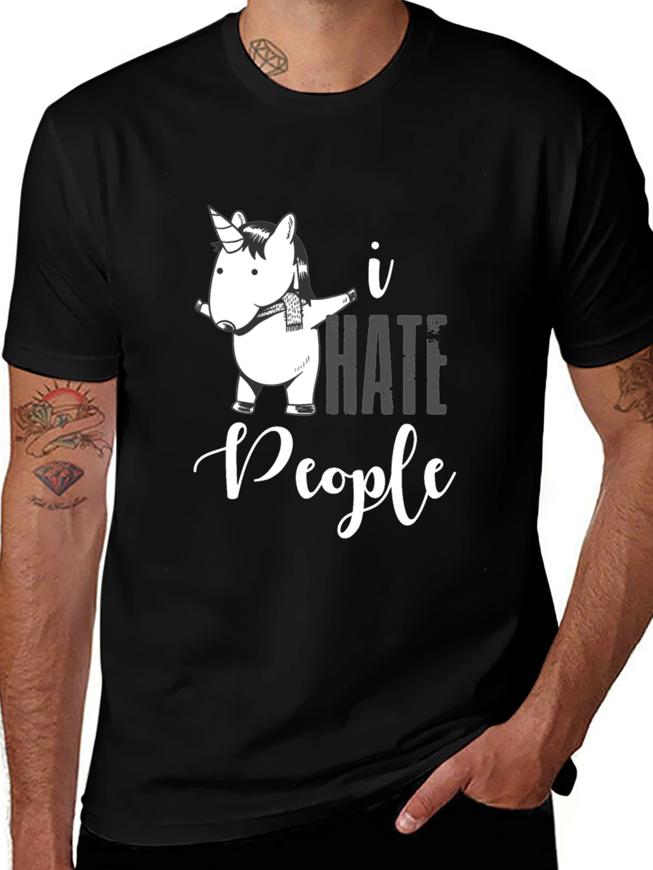 Variant 2 of I Hate People Unicorn T-Shirt - Black