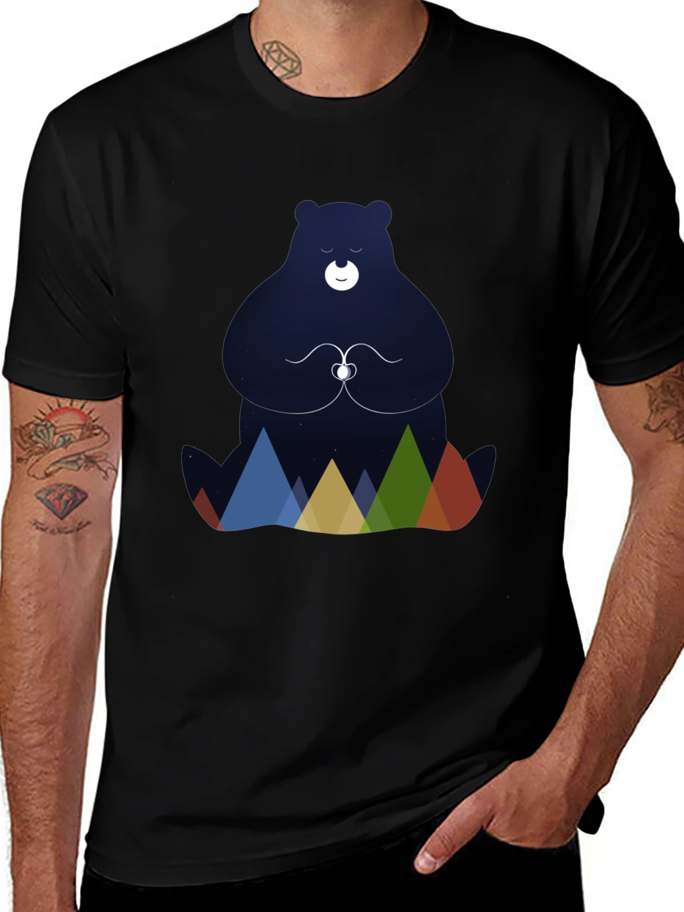 Variant 24 of Meditating Bear Graphic Tee - Black