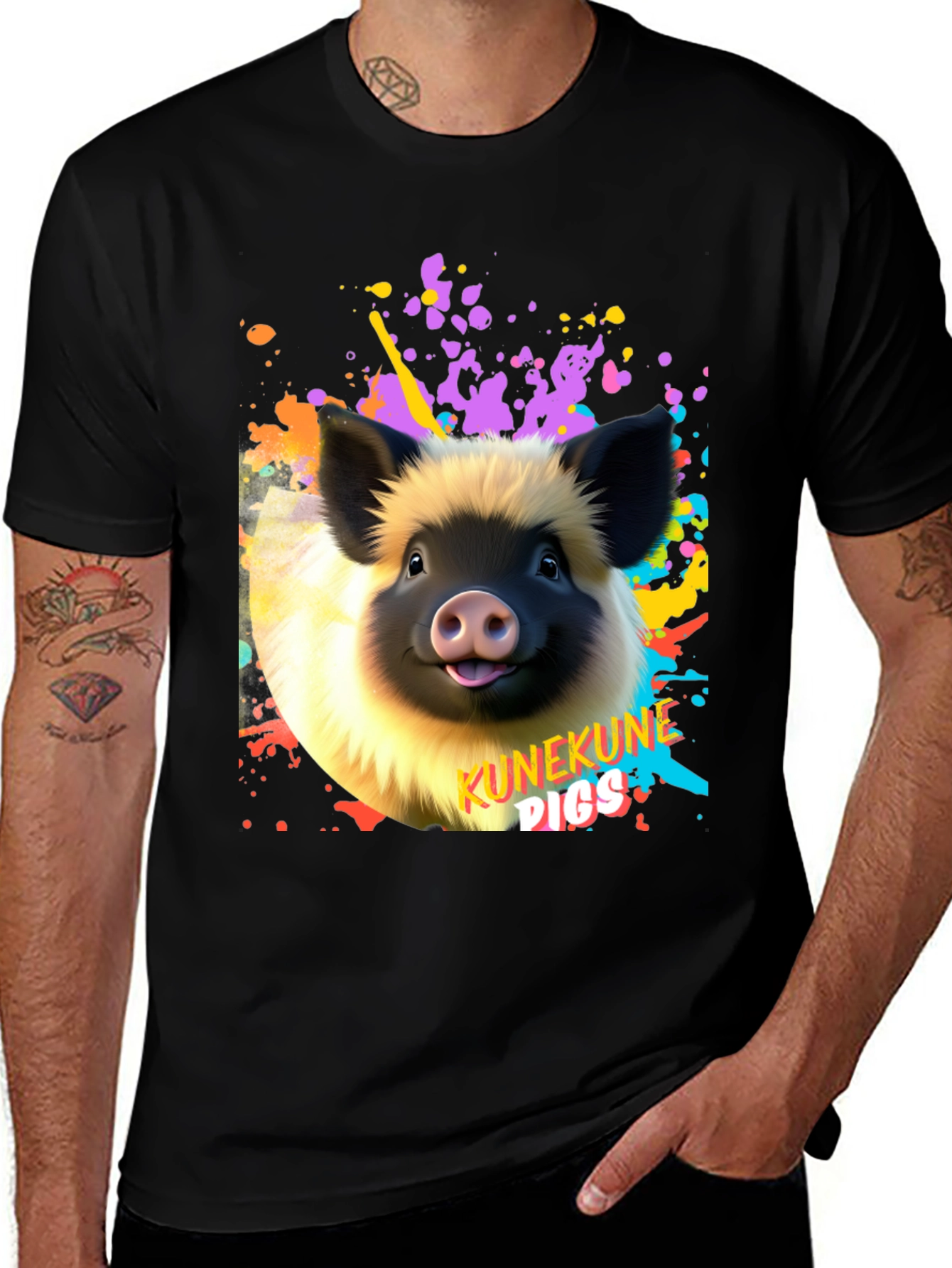 Variant 21 of Kunekune Pigs Graphic Tee - Colorful Pig T-Shirt