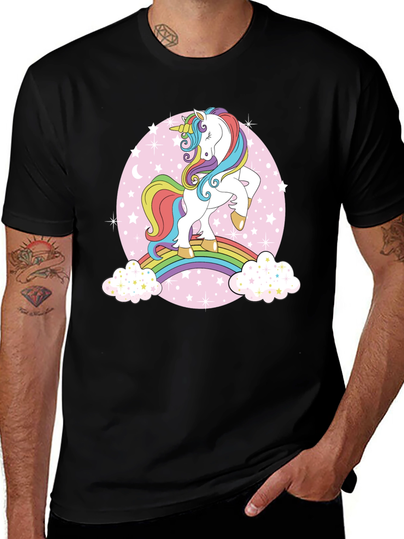 Variant 25 of Unicorn Rainbow Graphic Tee - Black