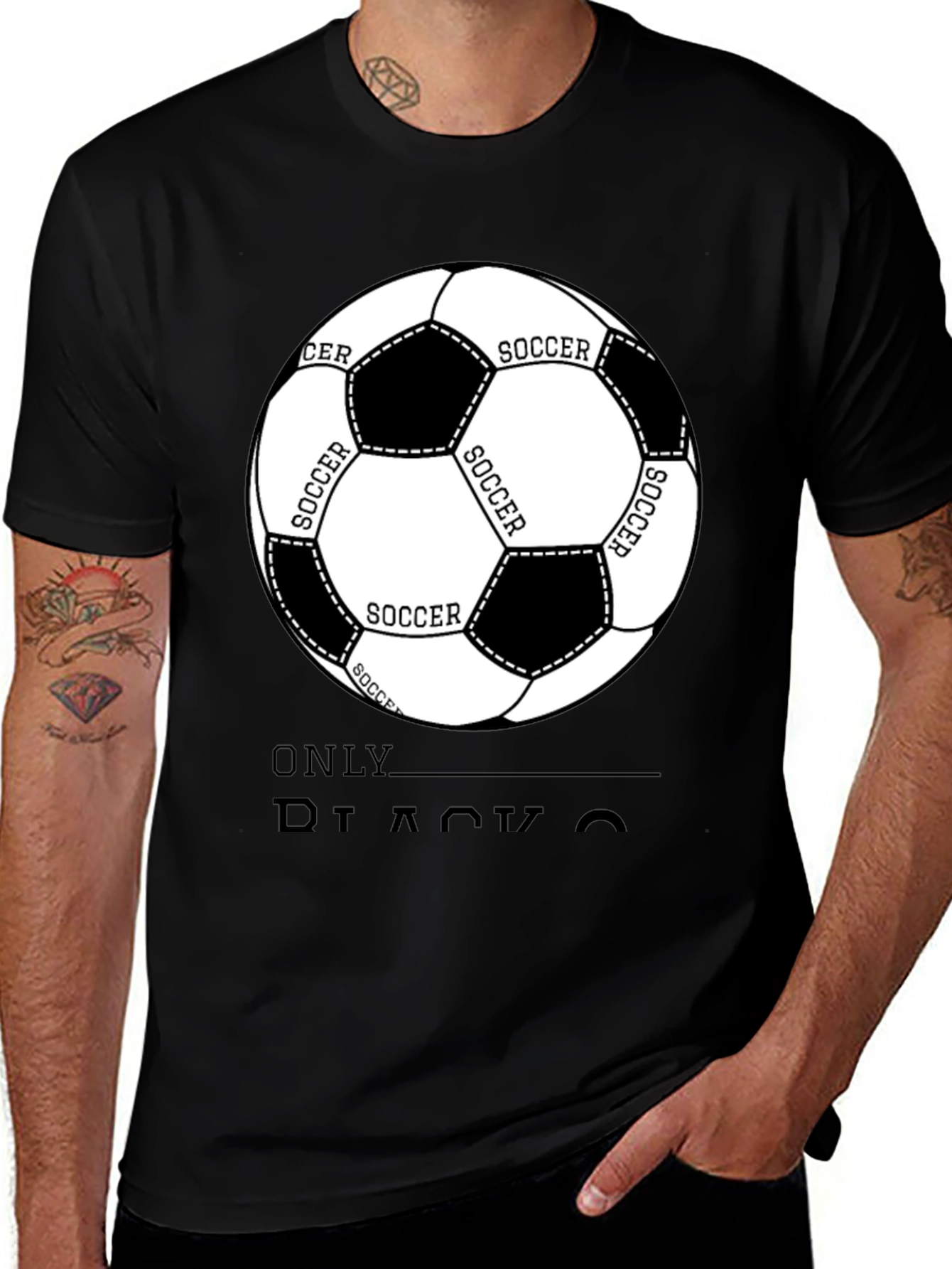 Variant 15 of Soccer Ball Graphic Black T-Shirt - Casual Style