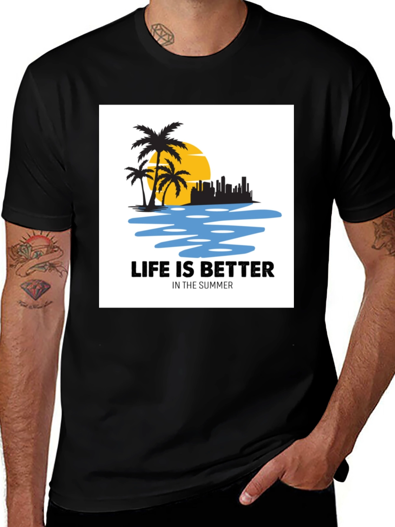 Variant 8 of Life is Better in Summer Black T-Shirt