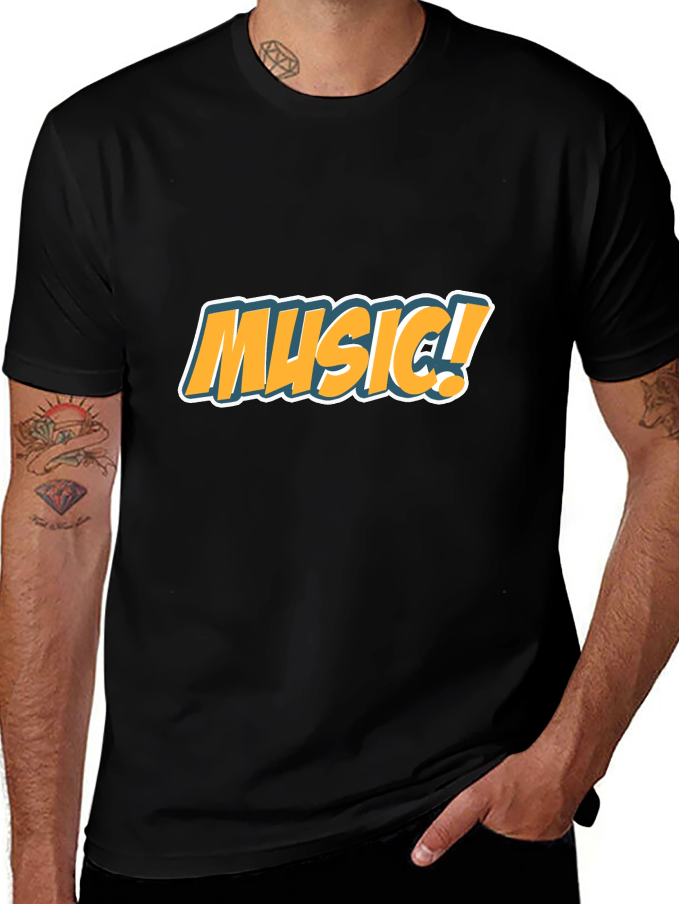 Variant 22 of Music! Graphic Tee - Black Cotton T-Shirt