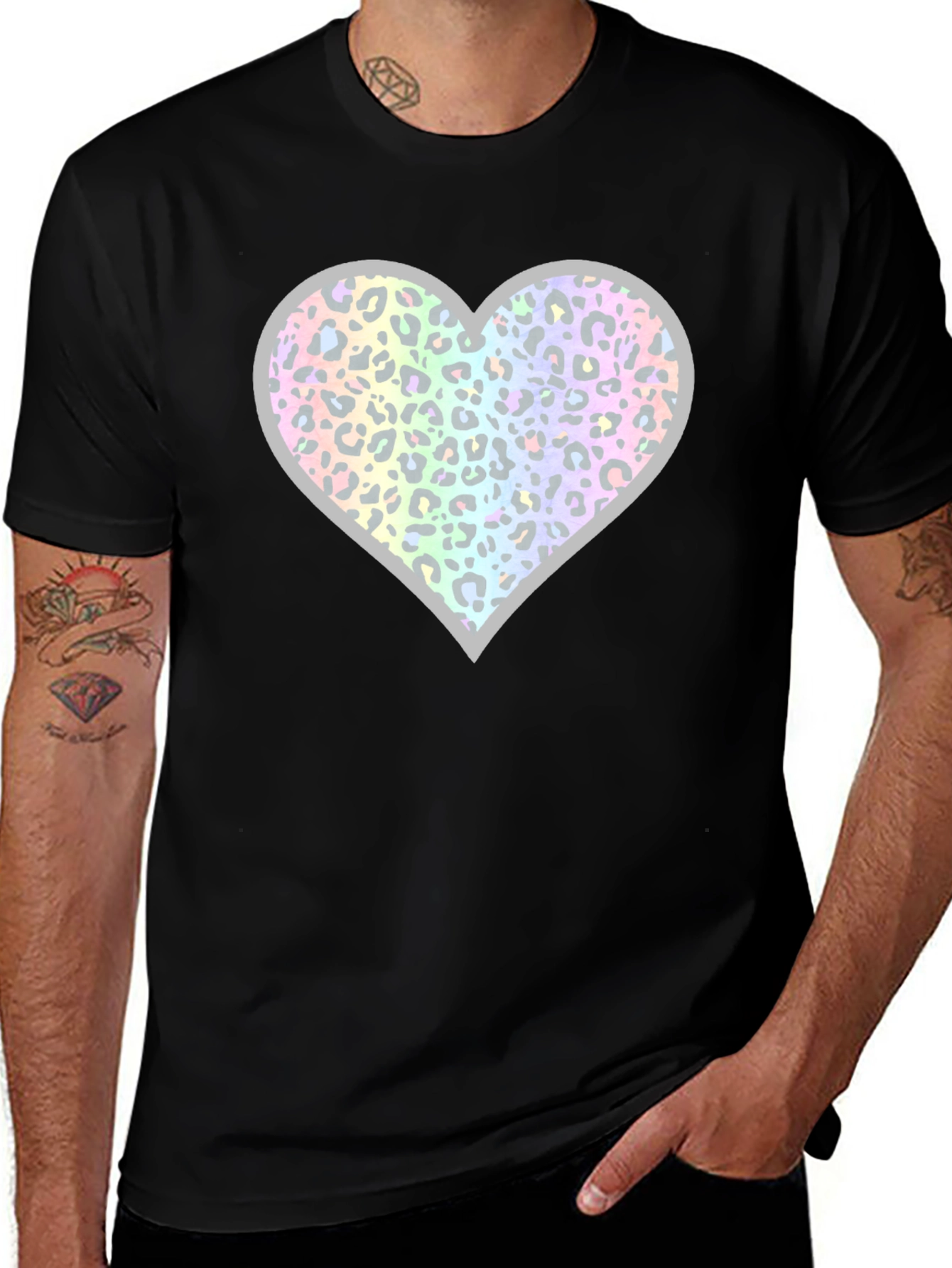 Heart Leopard Print Graphic T-Shirt