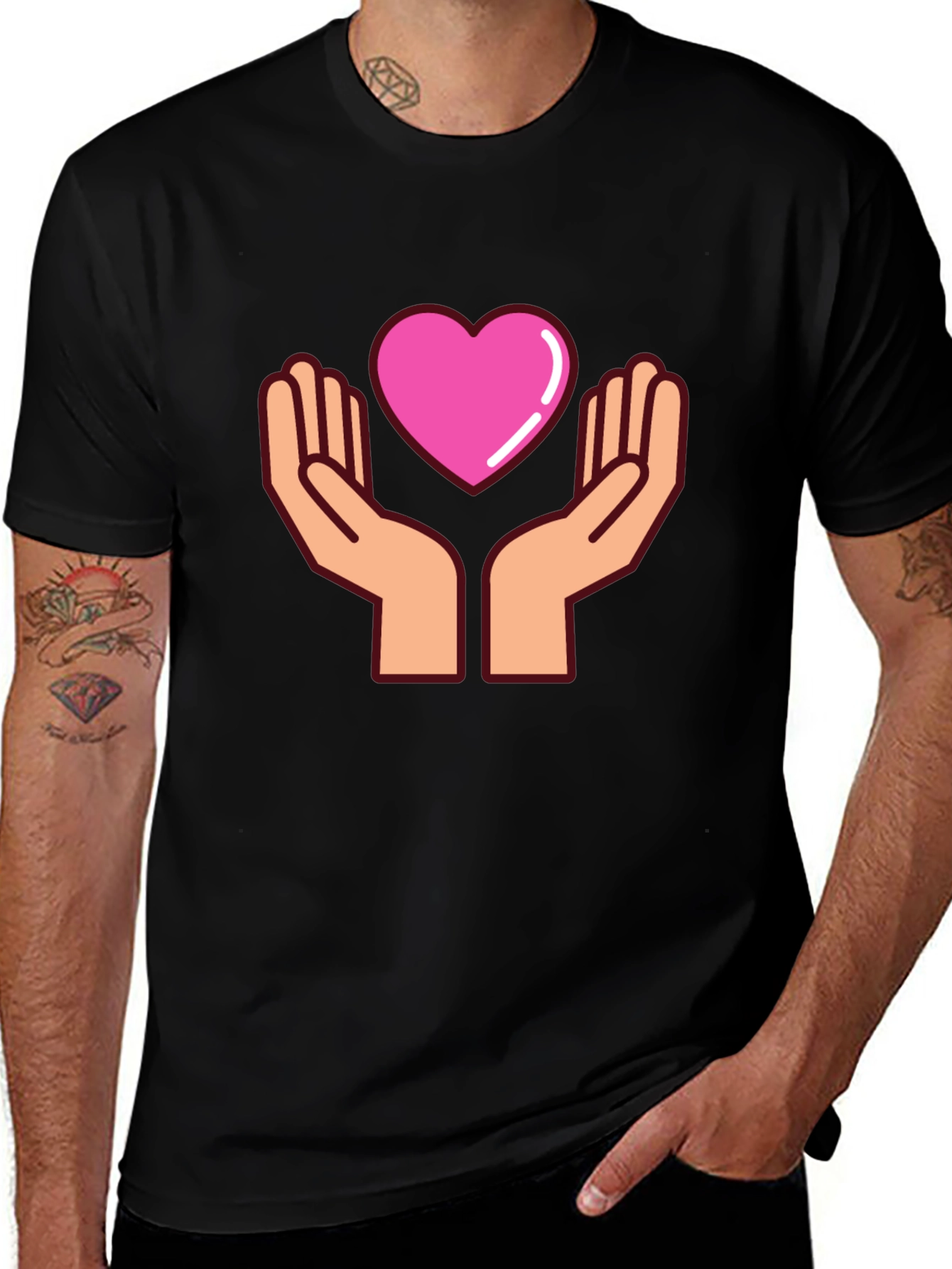 Variant 14 of Heart Hands Graphic T-Shirt - Black