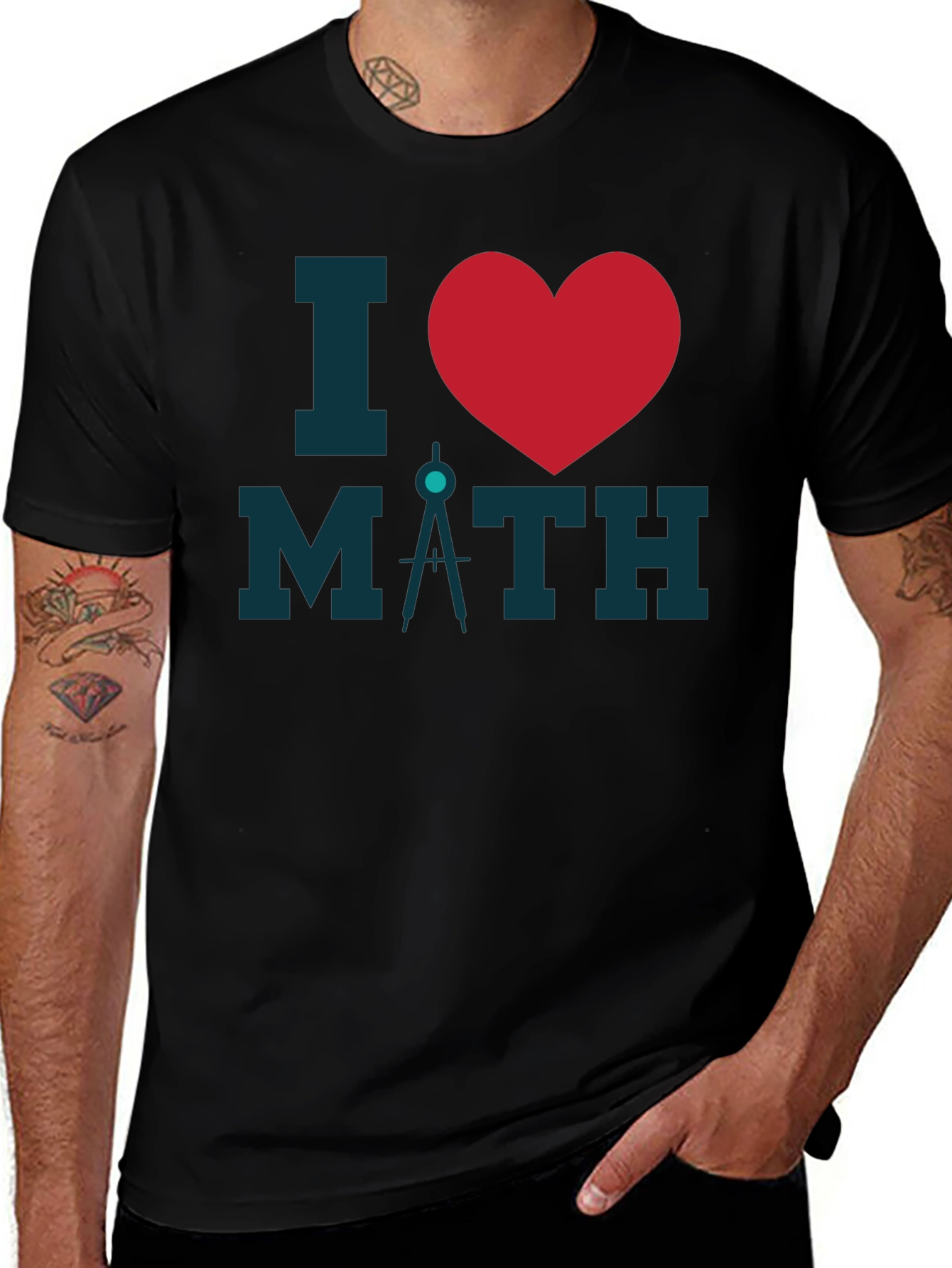Variant 28 of I Heart Math T-Shirt - Black, Graphic Print