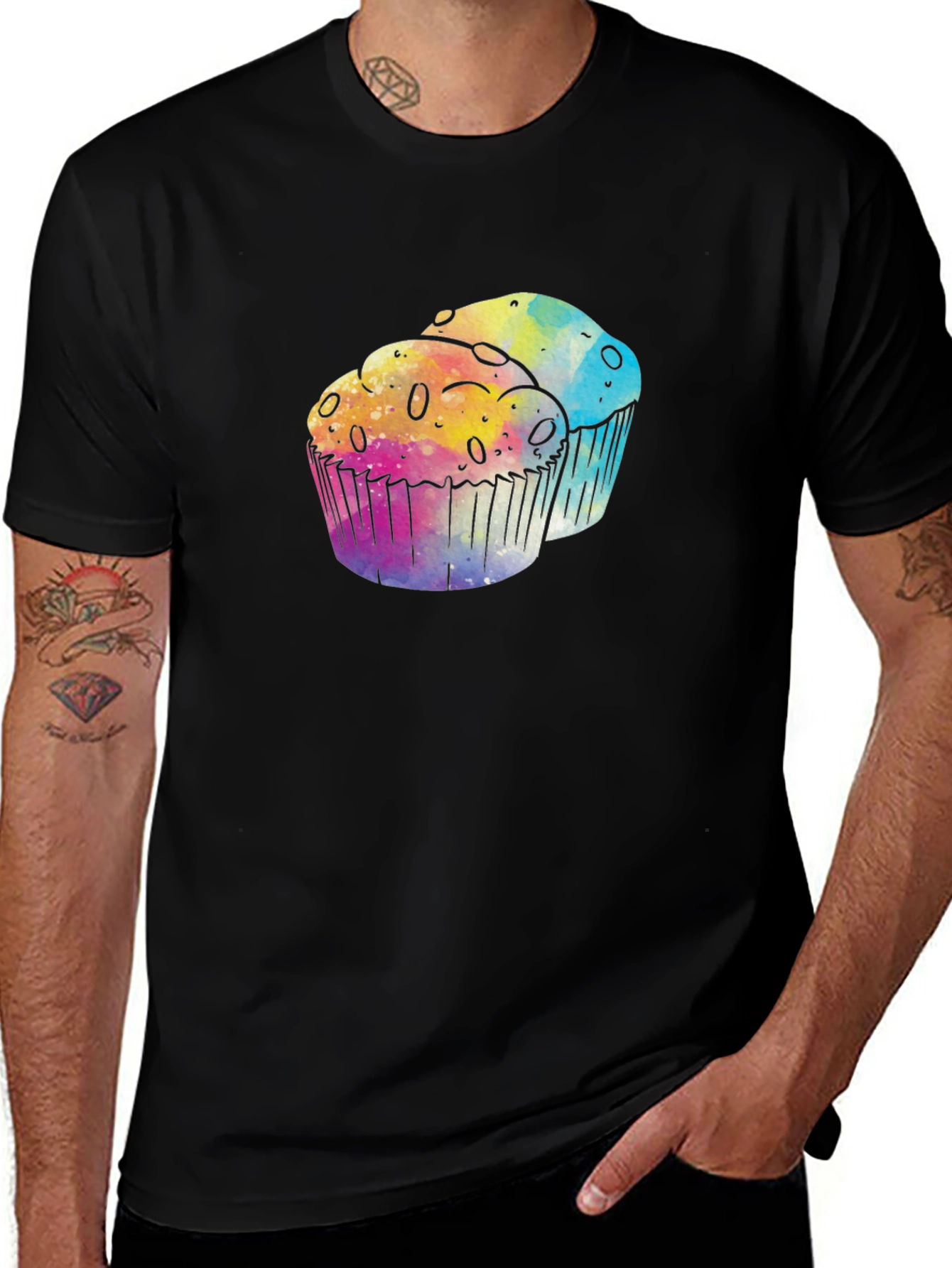 Variant 25 of Watercolor Cupcake Graphic Tee - Fun & Stylish!