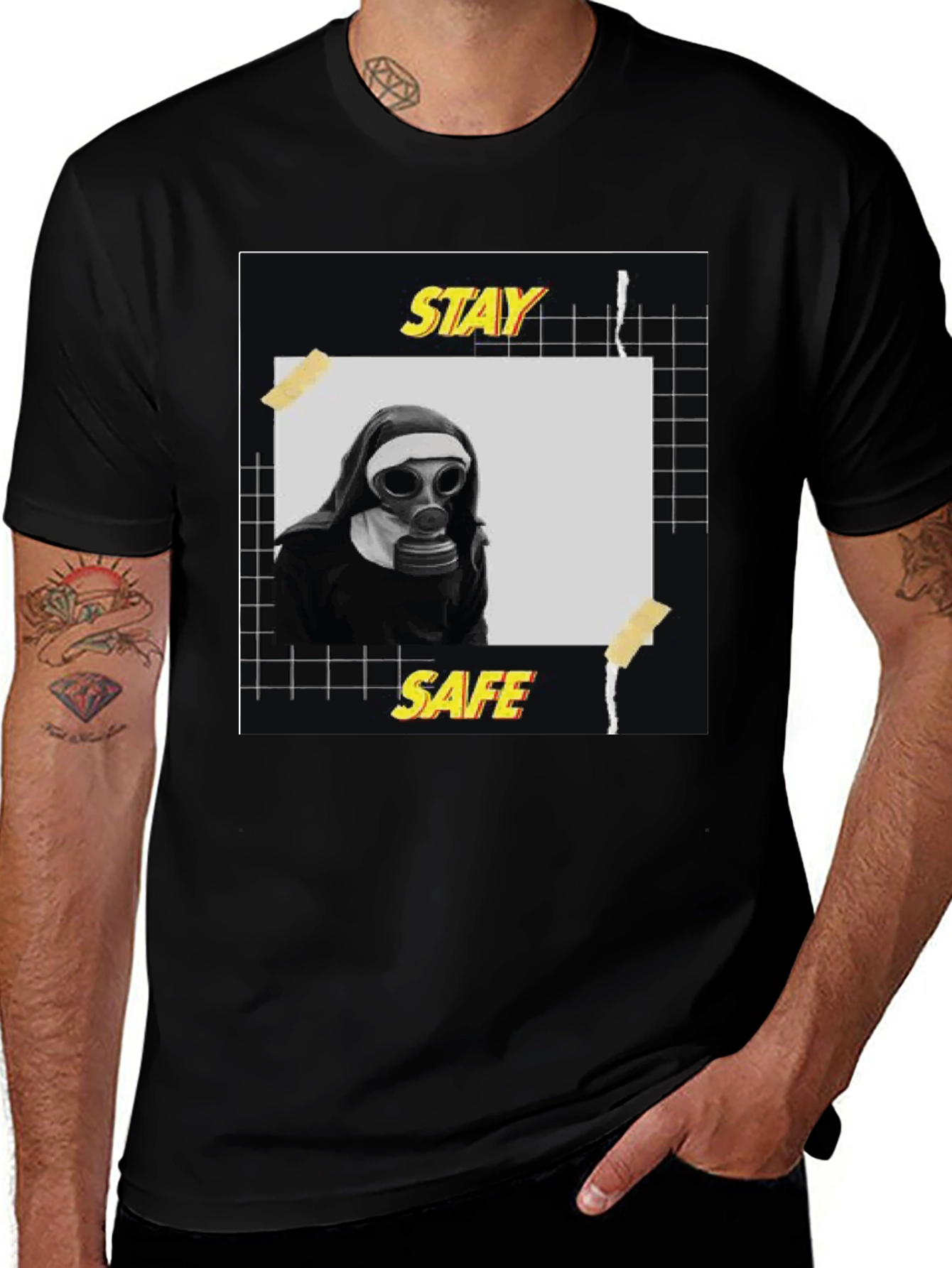 Variant 9 of Stay Safe Graphic Tee - Unisex Black T-Shirt