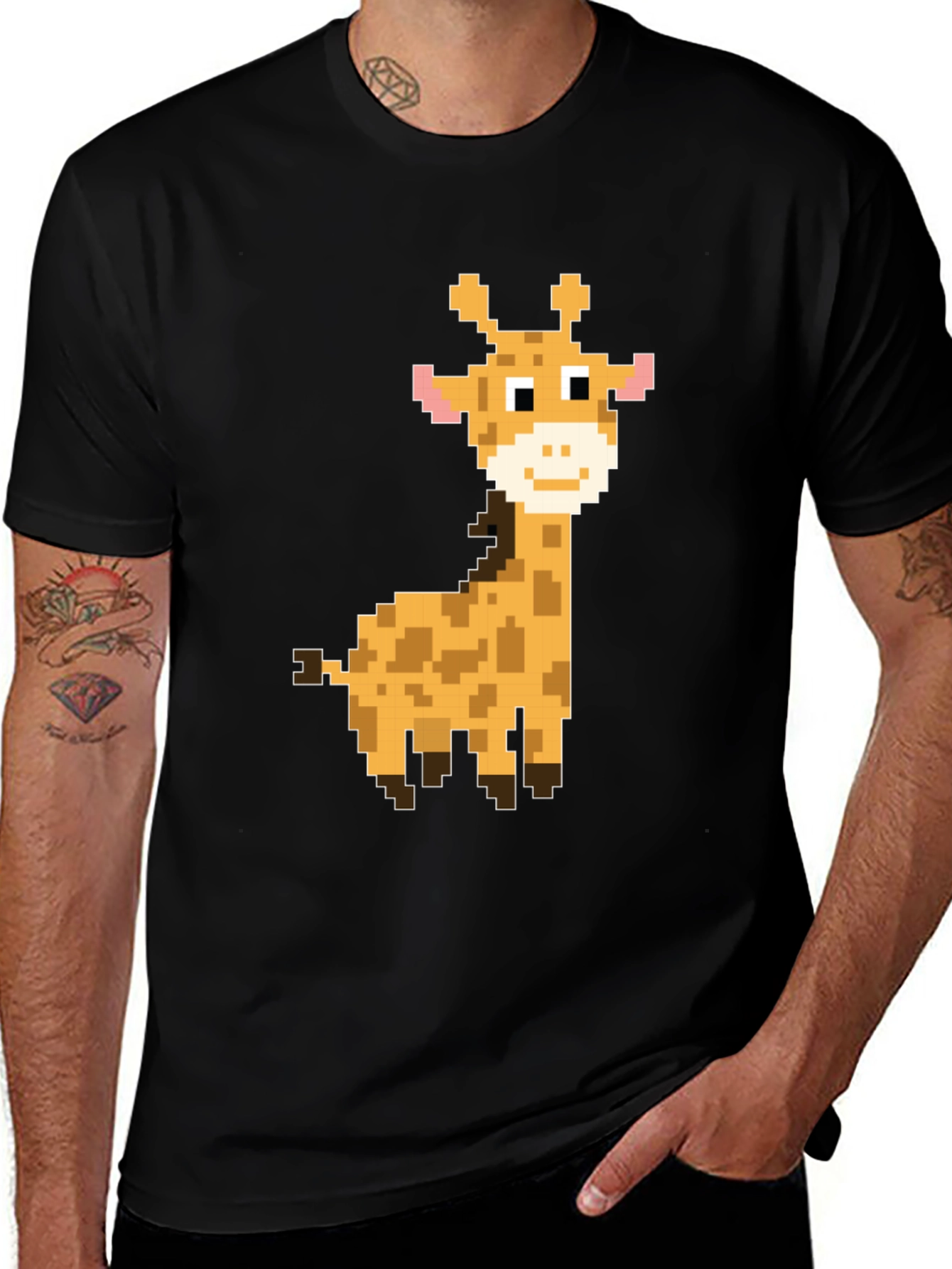 Variant 29 of Pixel Giraffe Graphic Tee - Fun, Casual Style