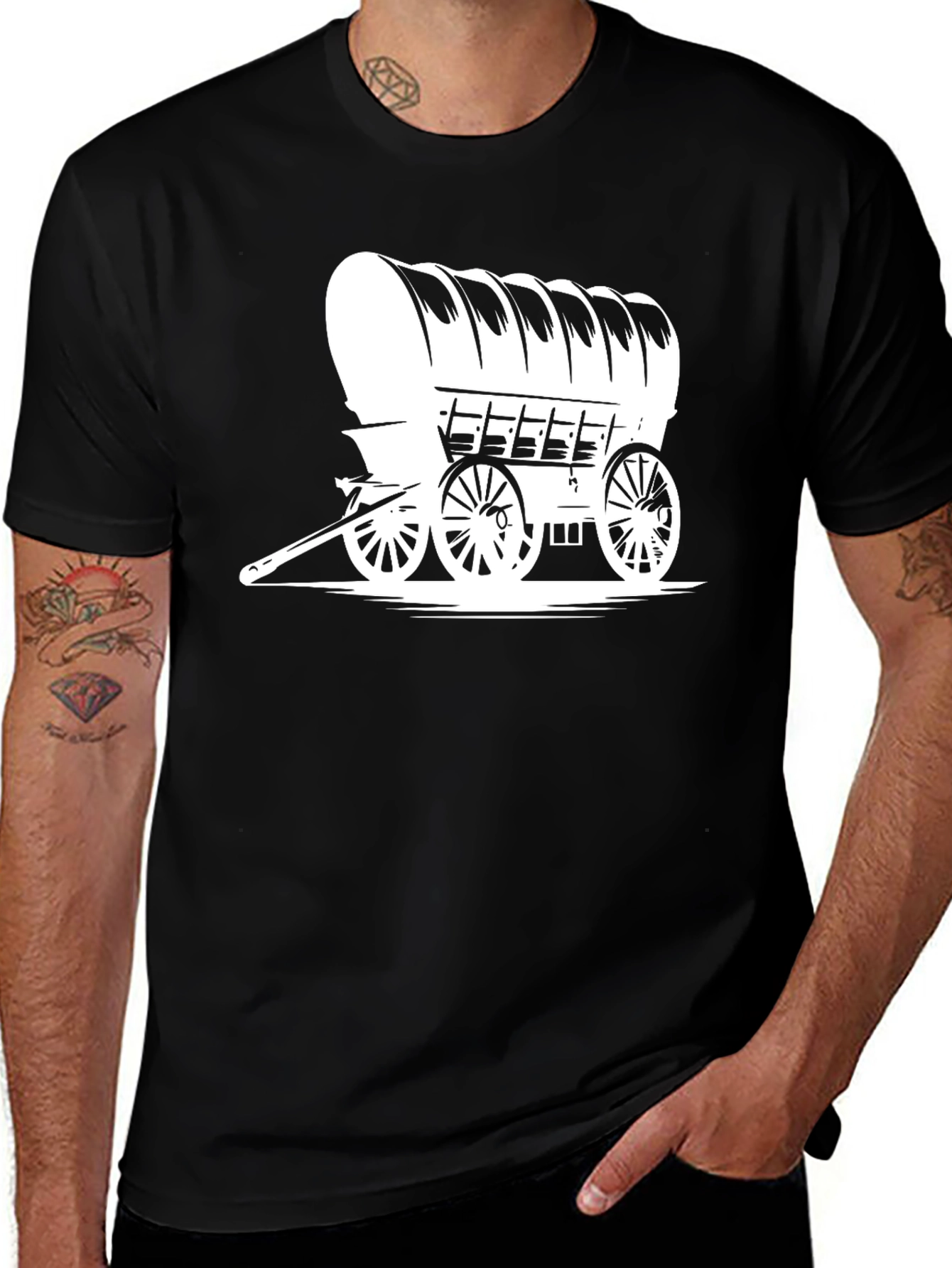 Variant 28 of Covered Wagon Graphic Tee - Black