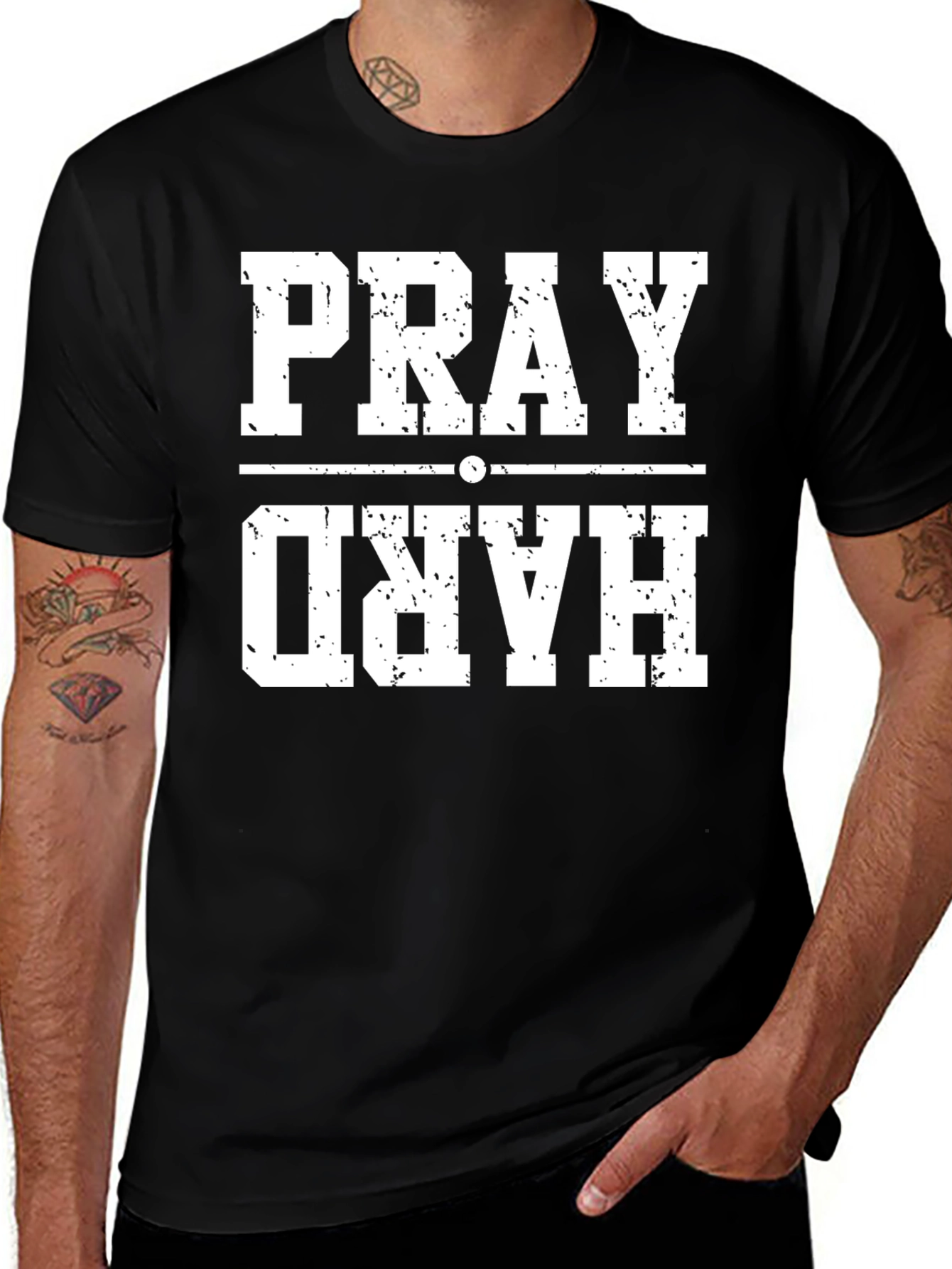Variant 20 of Pray Hard T-Shirt - Stylish Graphic Tee