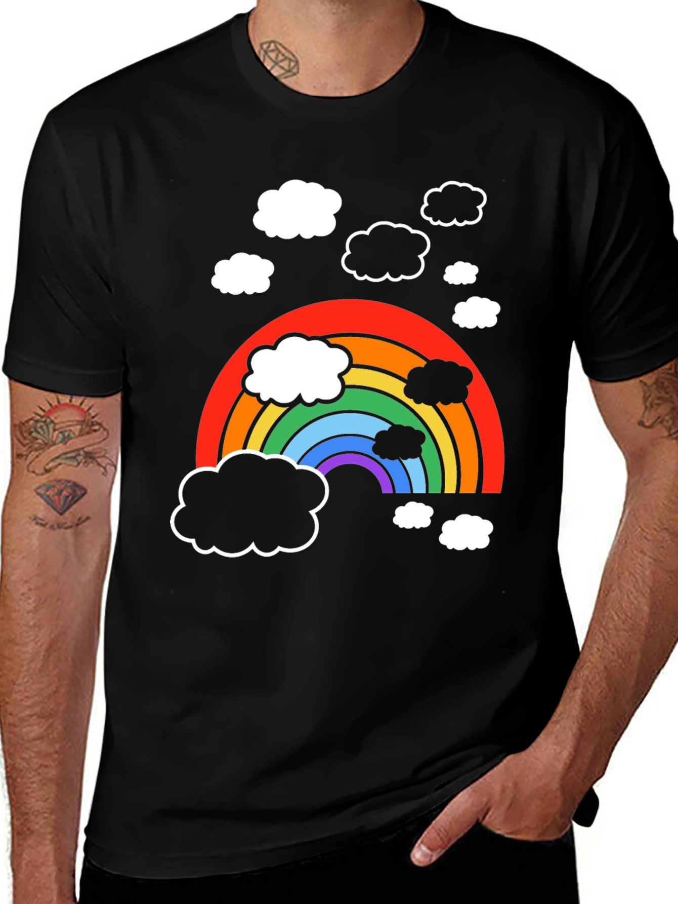 Variant 6 of Rainbow Cloud Graphic T-Shirt - Soft Cotton Blend