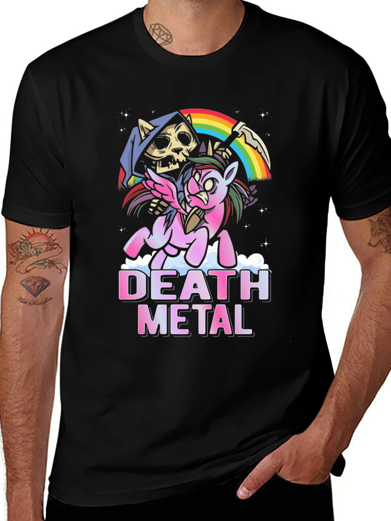Variant 20 of Death Metal Unicorn T-Shirt - Grim Reaper Fantasy Tee