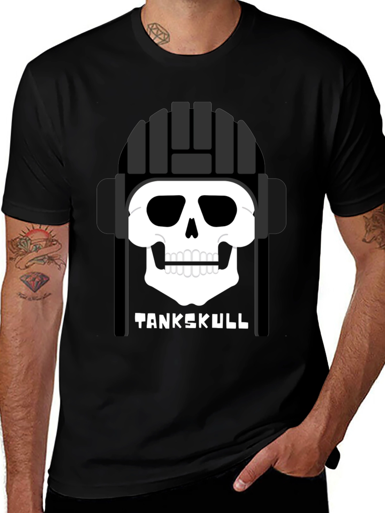 Variant 7 of Tankskull Graphic Tee - Black Cotton T-Shirt