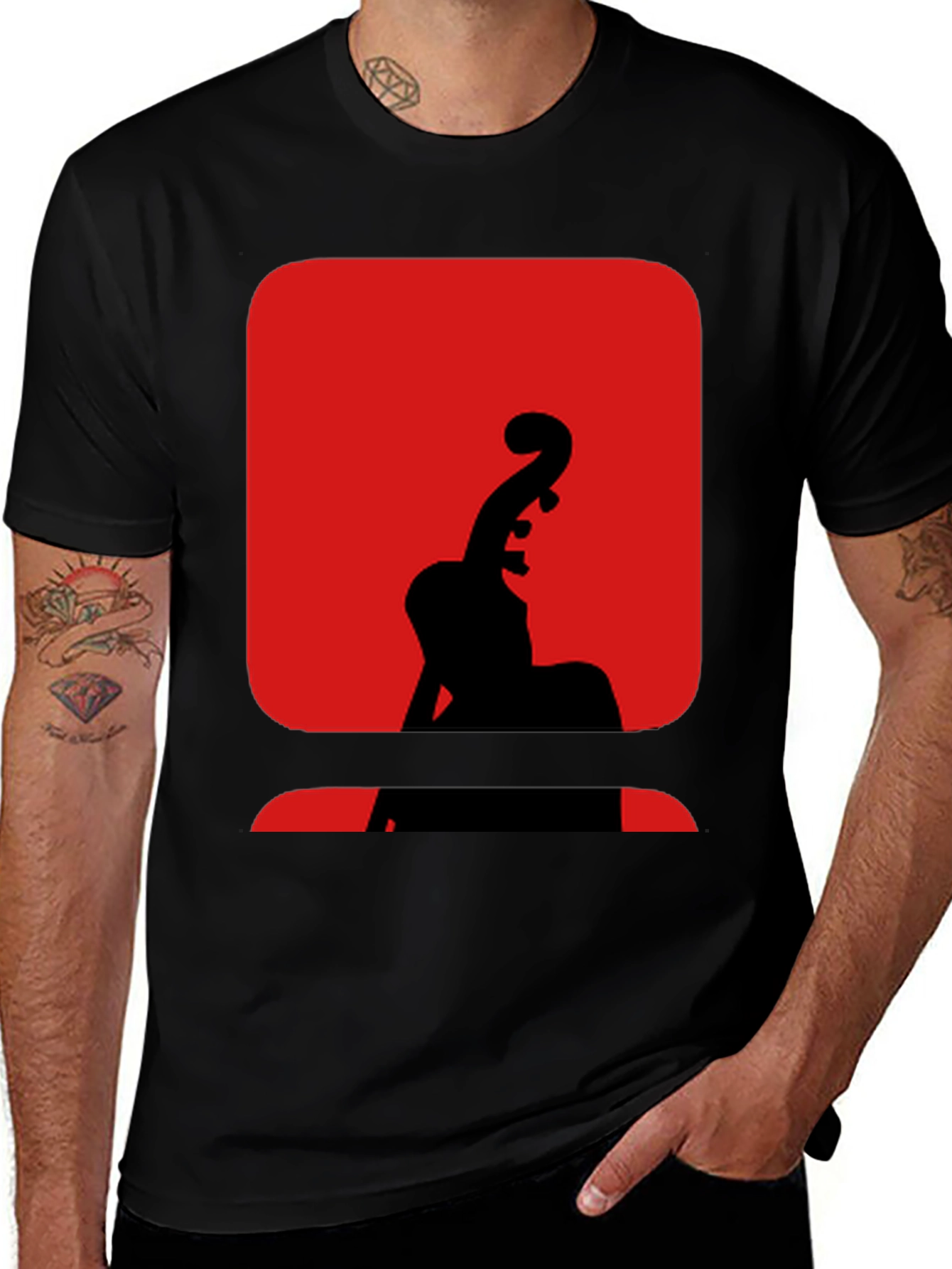 Variant 3 of Red & Black Cello Silhouette Graphic Tee