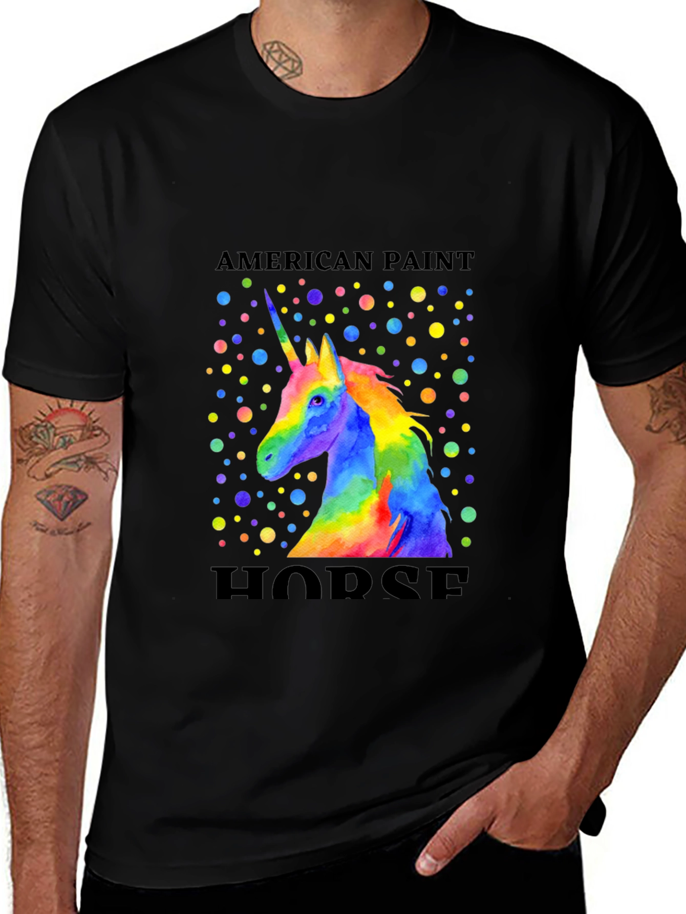 Variant 3 of American Paint Horse Rainbow Unicorn T-Shirt