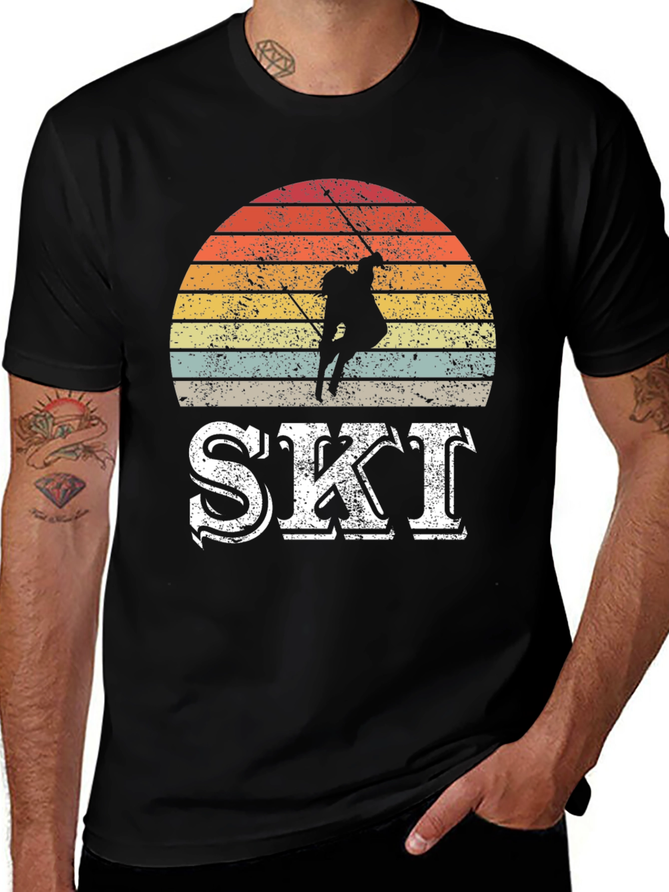 Variant 11 of Retro Ski T-Shirt: Vintage Sunset Design