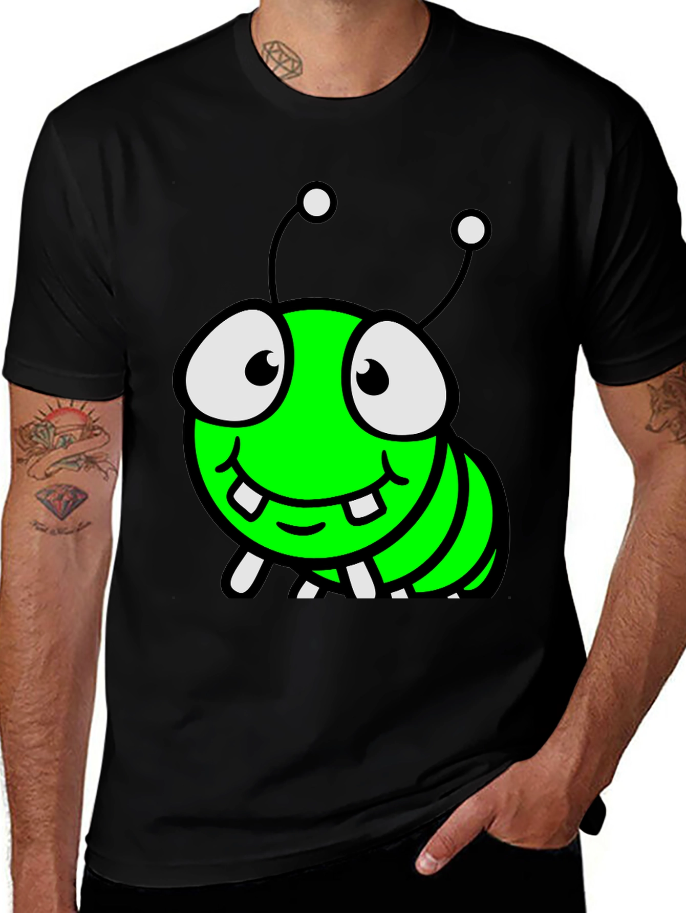 Cartoon Green Caterpillar T-Shirt