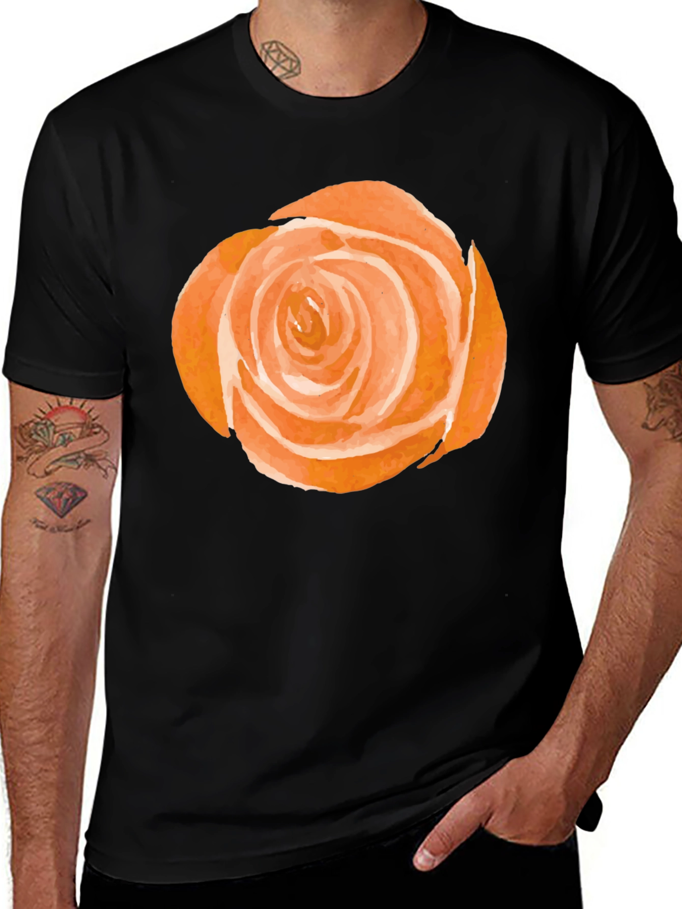 Rose Watercolor Graphic Tee - Black