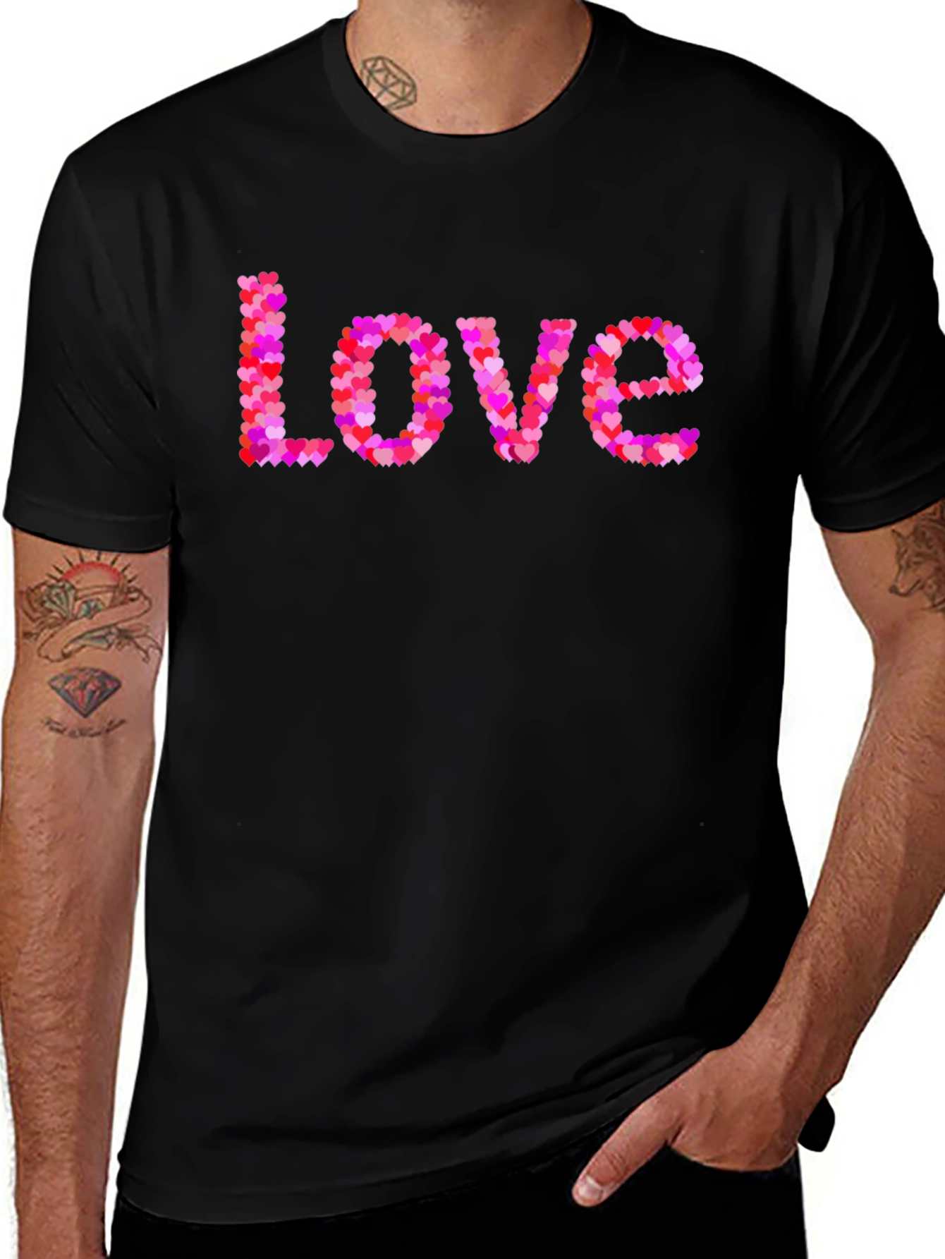 Variant 23 of Heart Love Graphic Black T-Shirt