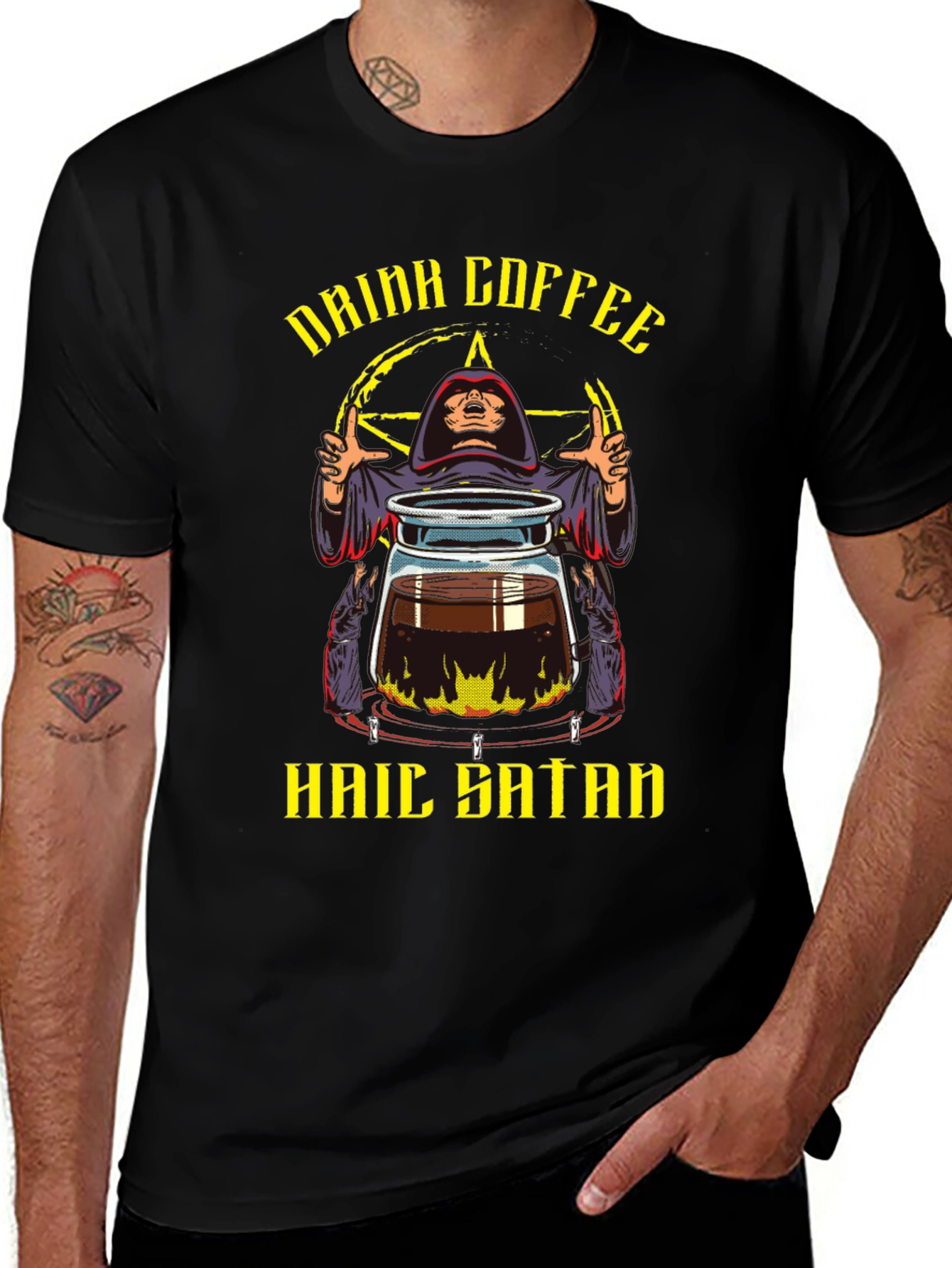 Variant 6 of Drink Coffee Hail Satan Graphic Tee