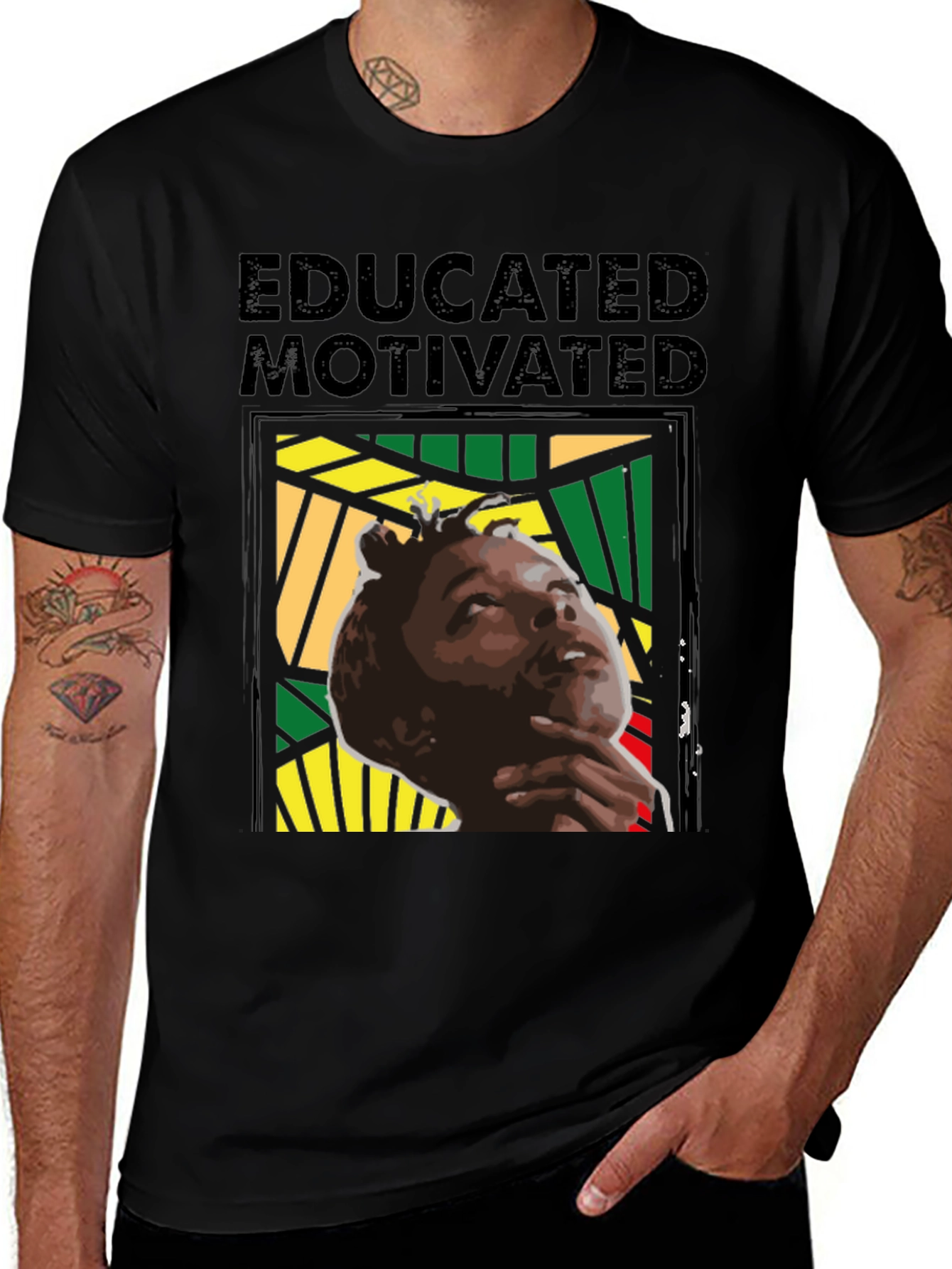 Black Educated & Motivated Graphic Tee main image