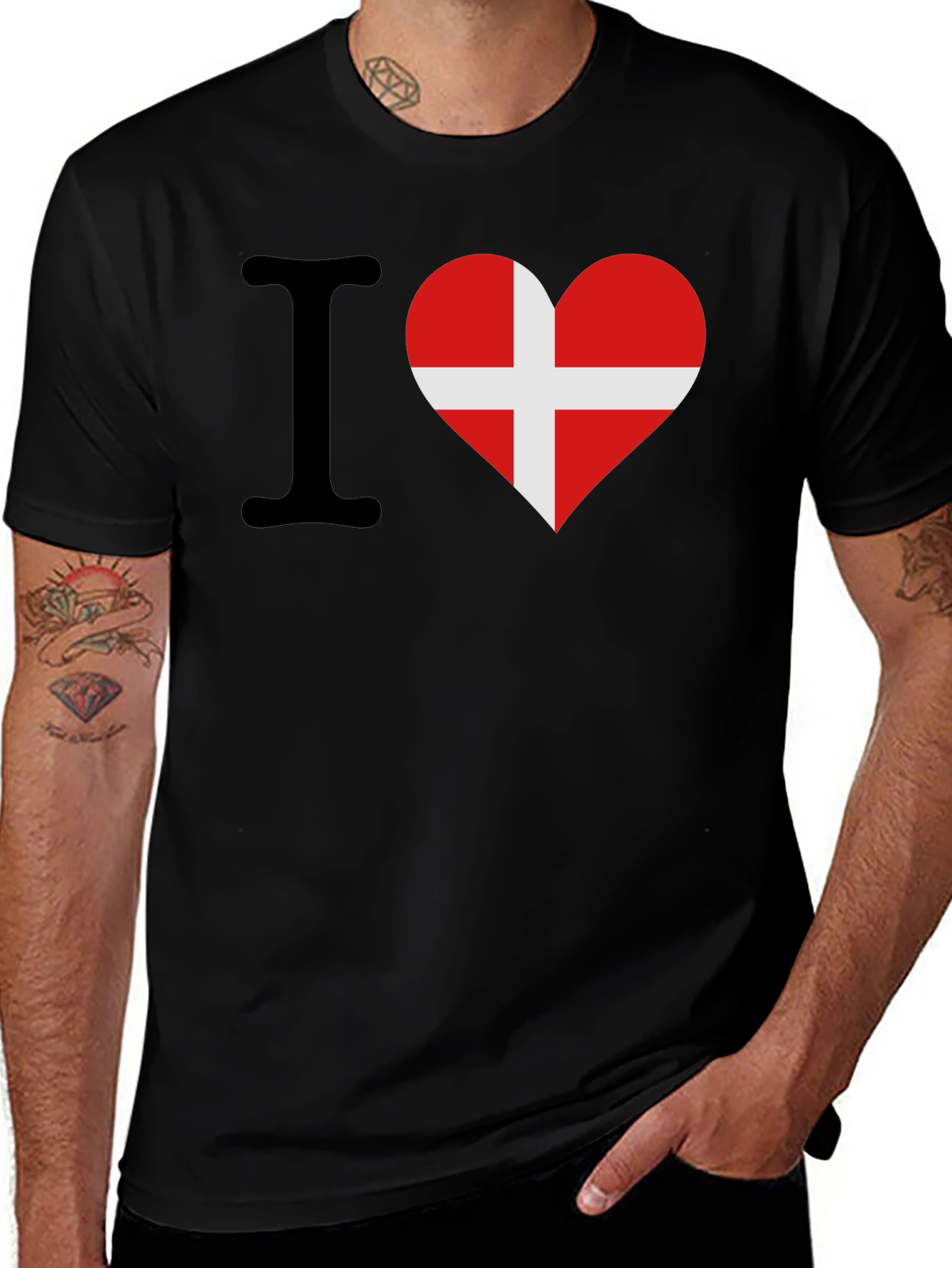 I Love Denmark T-Shirt - Danish Flag Heart Design