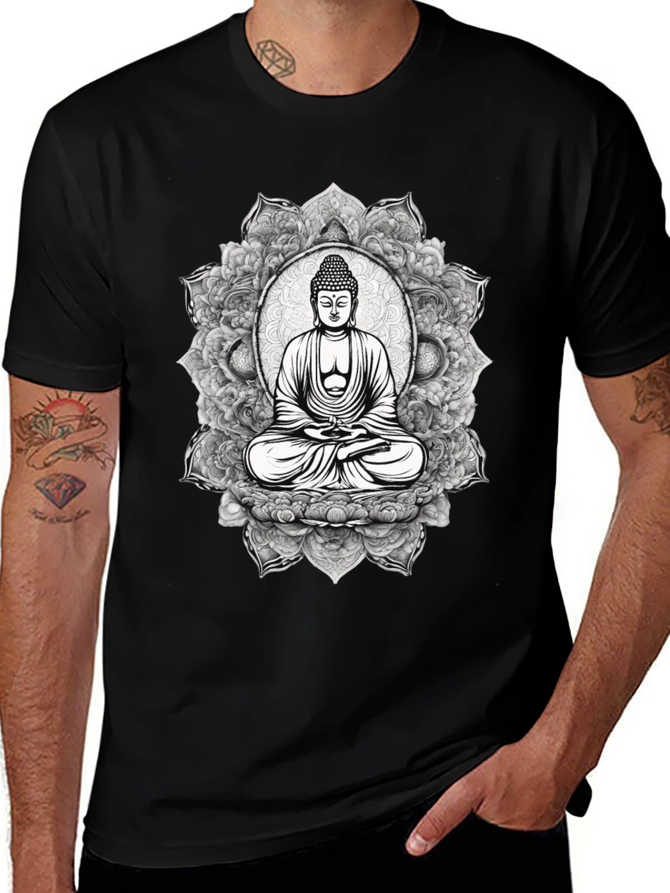 Variant 23 of Buddha Mandala Graphic Tee - Meditative Style