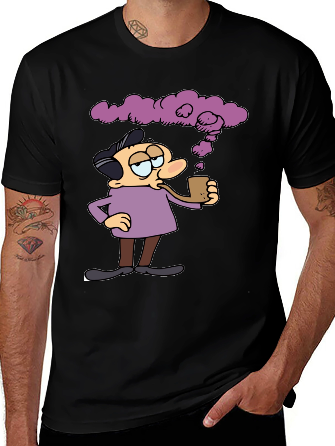 Variant 16 of Cartoon Man Smoking Pipe Graphic T-Shirt
