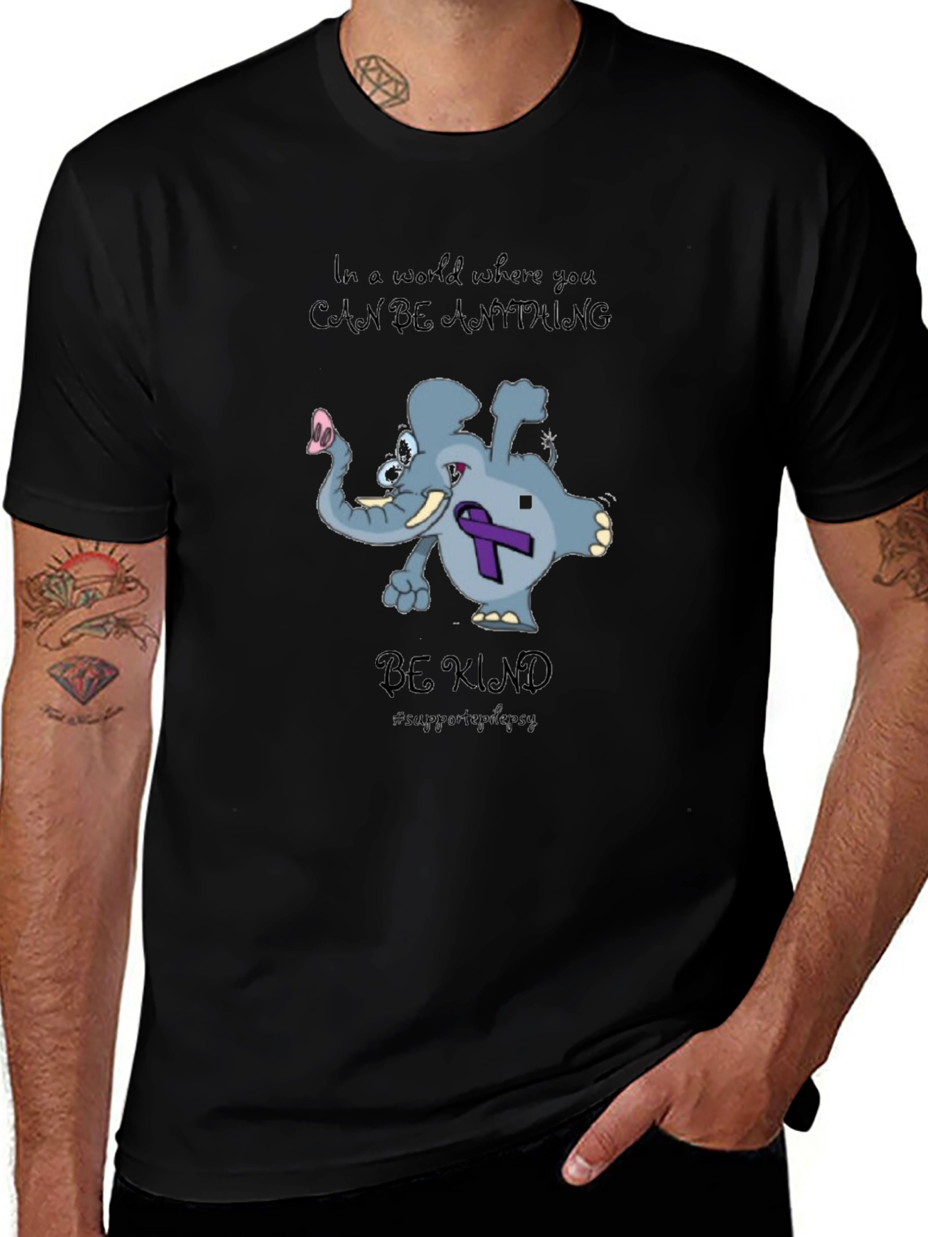 Black Be Kind Elephant T-Shirt main image