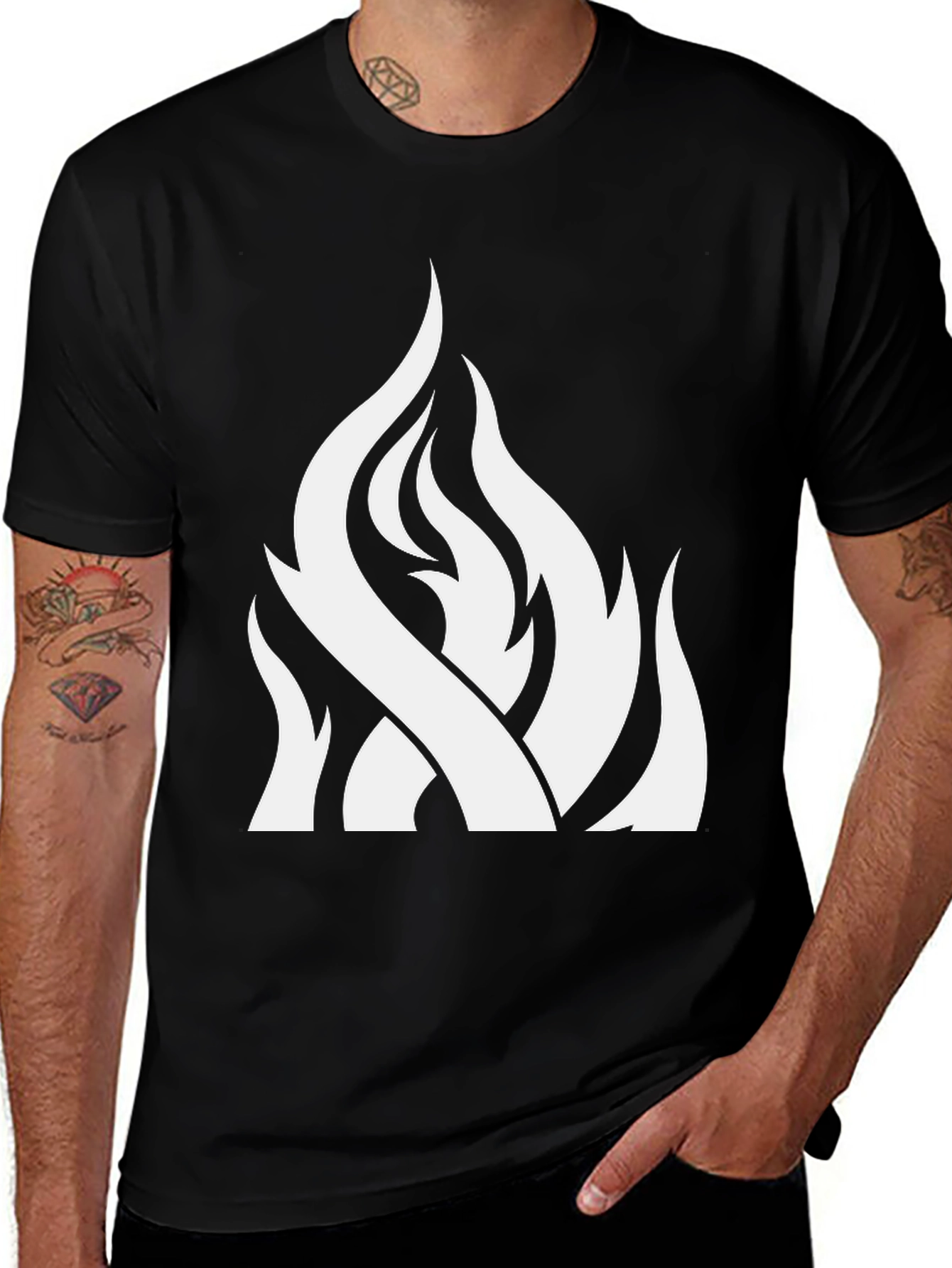 Variant 28 of Bold Flame Graphic Black T-Shirt