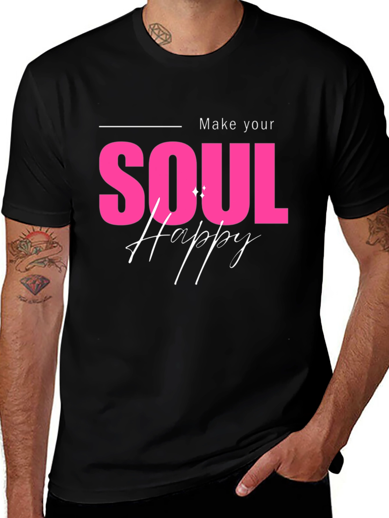 Variant 30 of Make Your Soul Happy Graphic Tee - Black