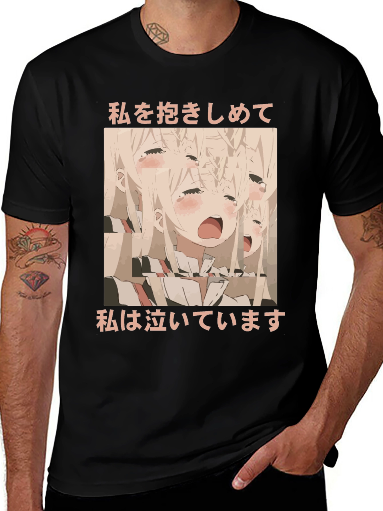 Variant 26 of Anime Girl Graphic Black T-Shirt