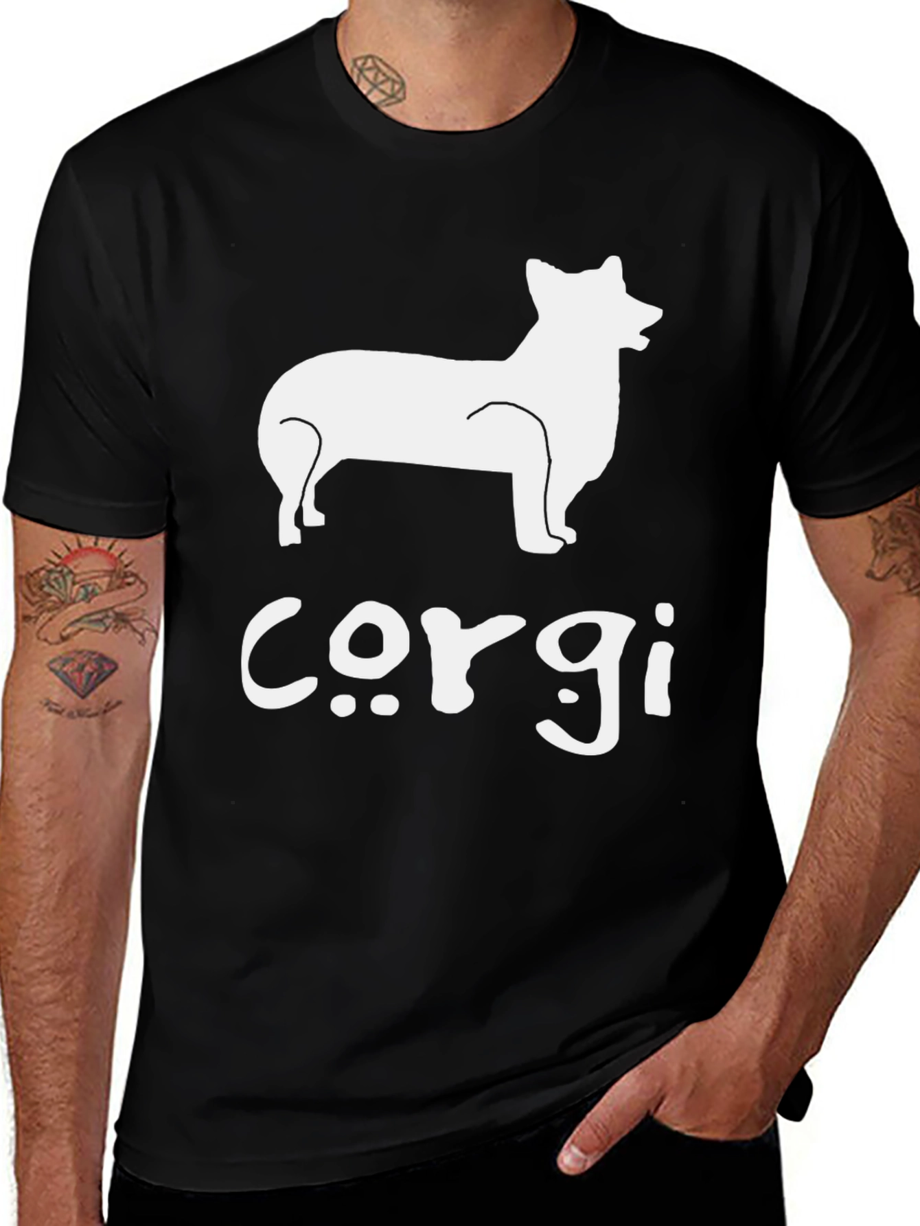 Variant 21 of Corgi Silhouette Graphic T-Shirt - Black