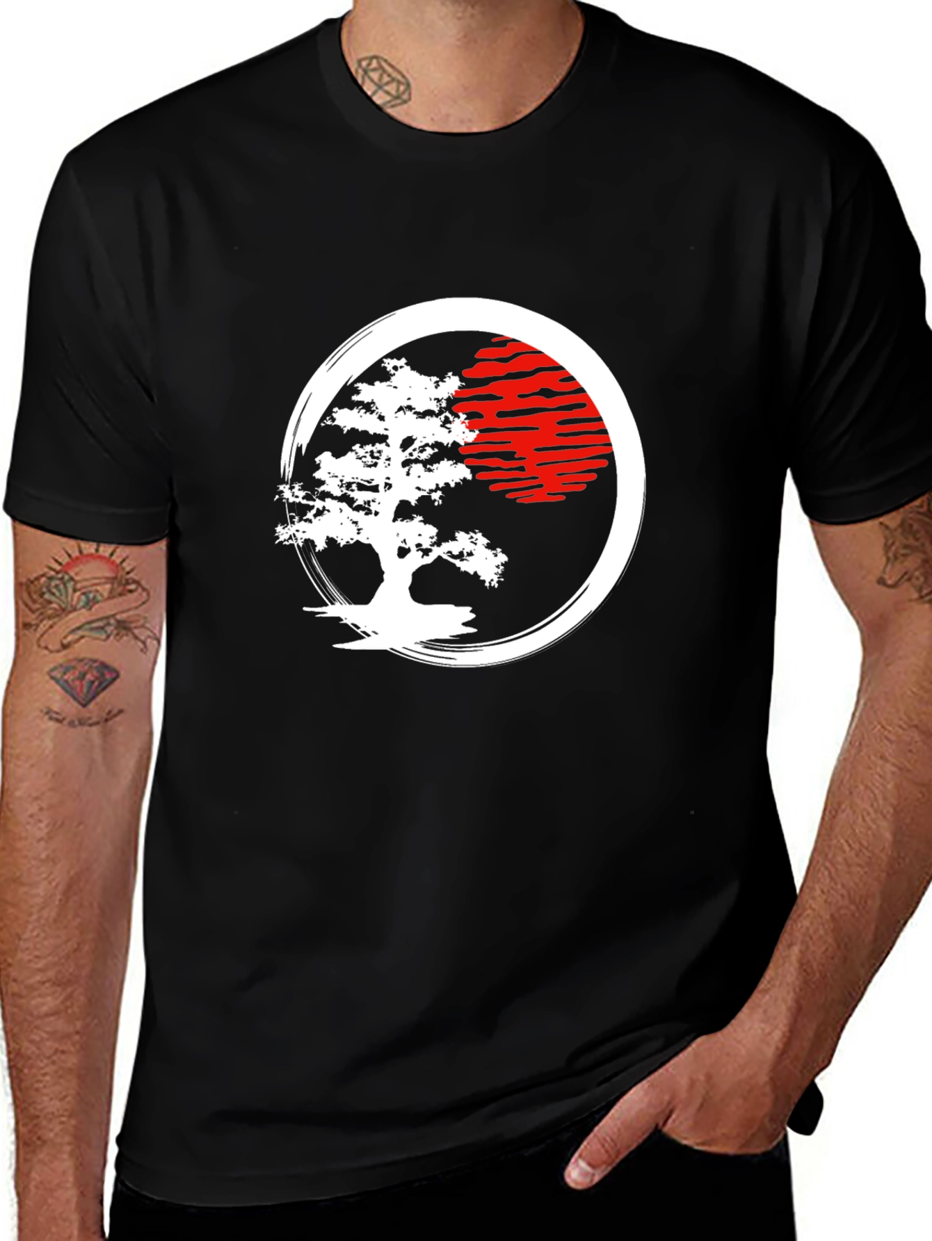 Variant 19 of Zen Tree Sunset Black T-Shirt