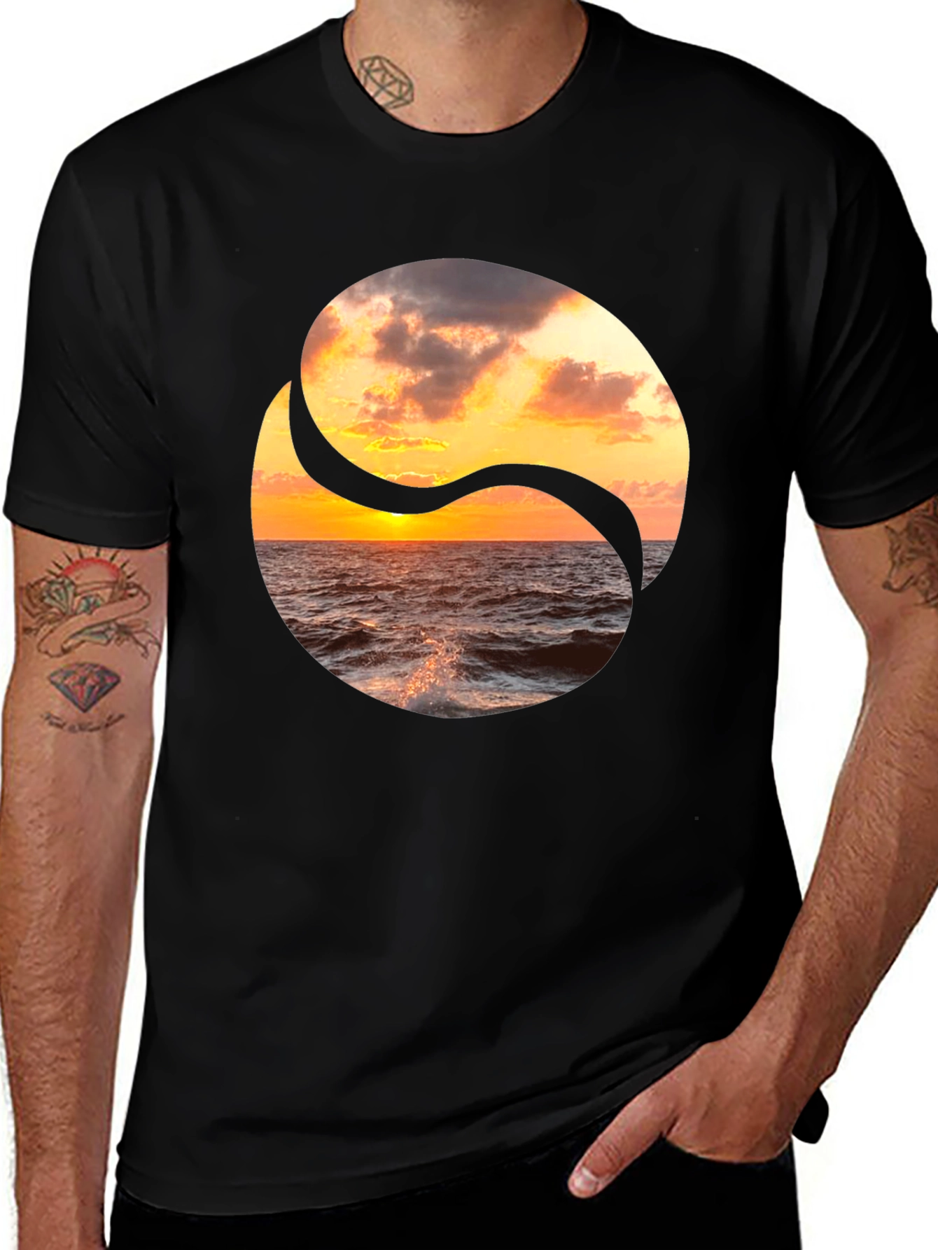 Variant 22 of Yin Yang Ocean Sunset Graphic Tee