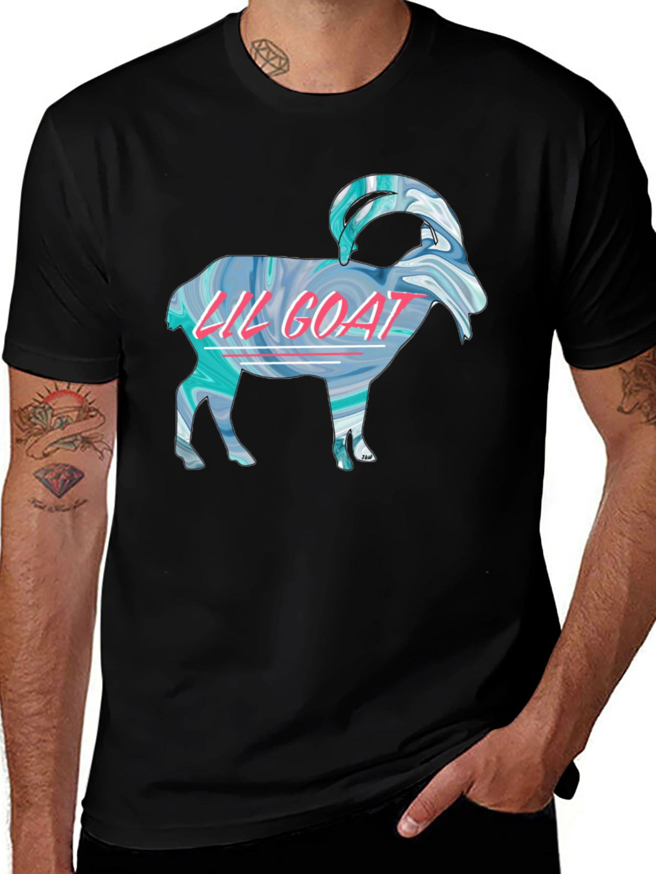 Variant 11 of Lil Goat Graphic Tee - Black Cotton T-Shirt
