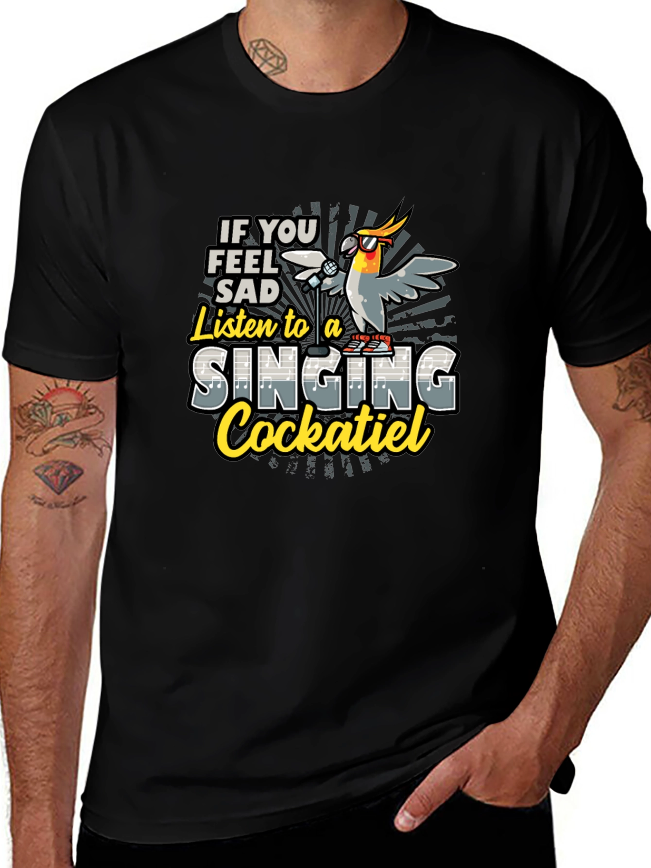 Variant 30 of Singing Cockatiel T-Shirt - Funny Bird Lover Tee