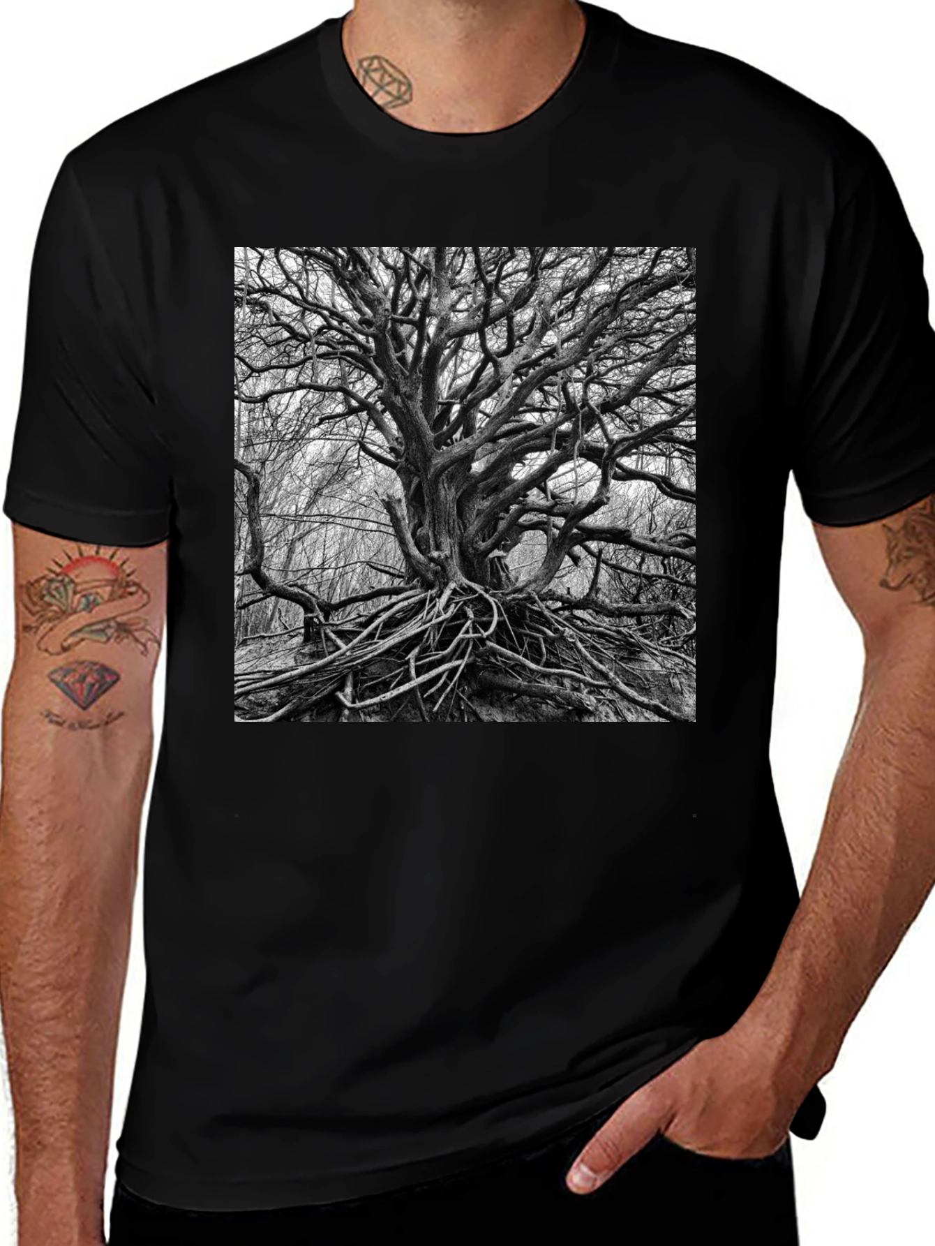 Gnarled Tree Graphic Tee - Unisex Black T-Shirt