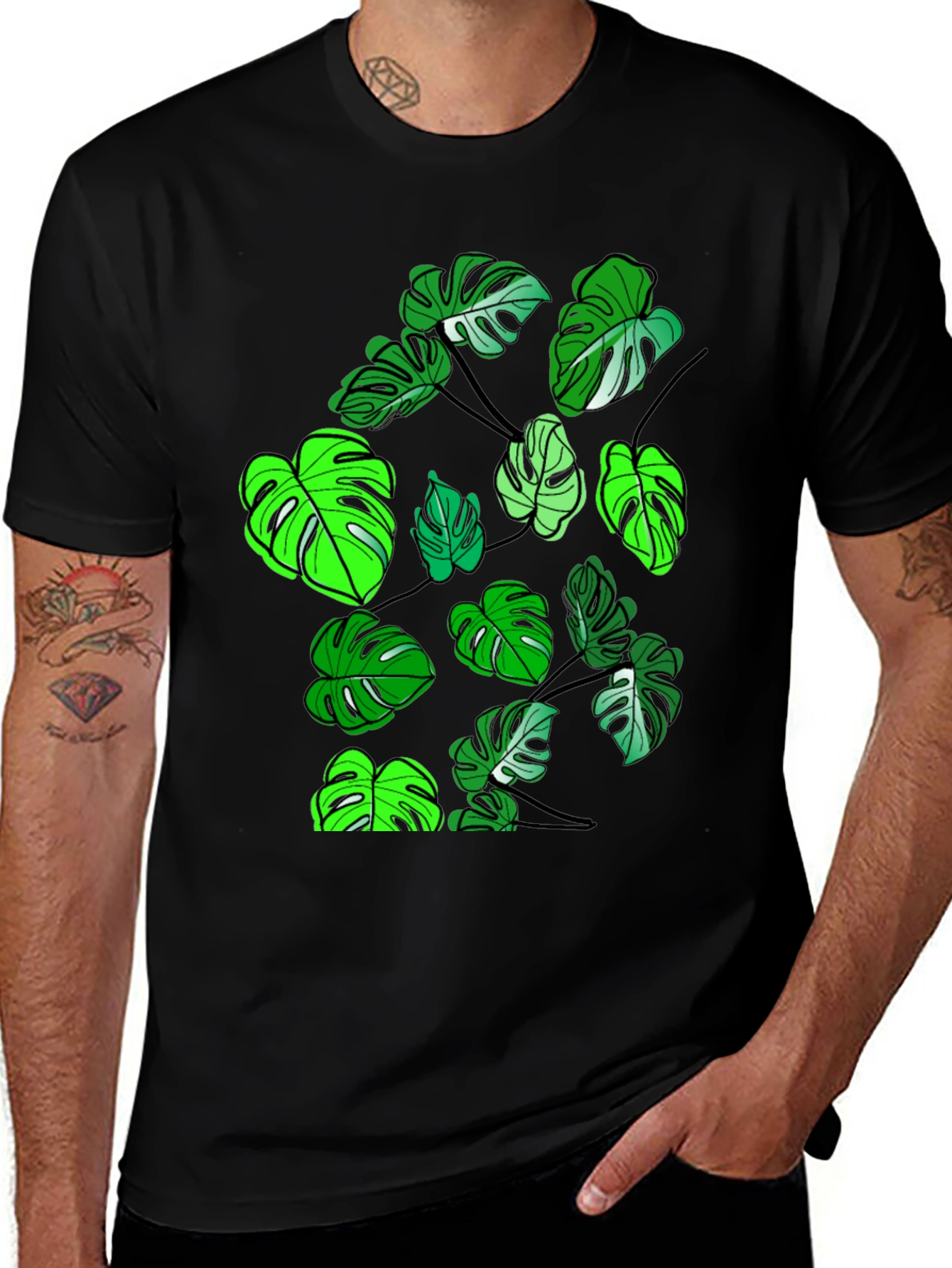 Variant 12 of Monstera Leaf Graphic Tee - Tropical Plant Design