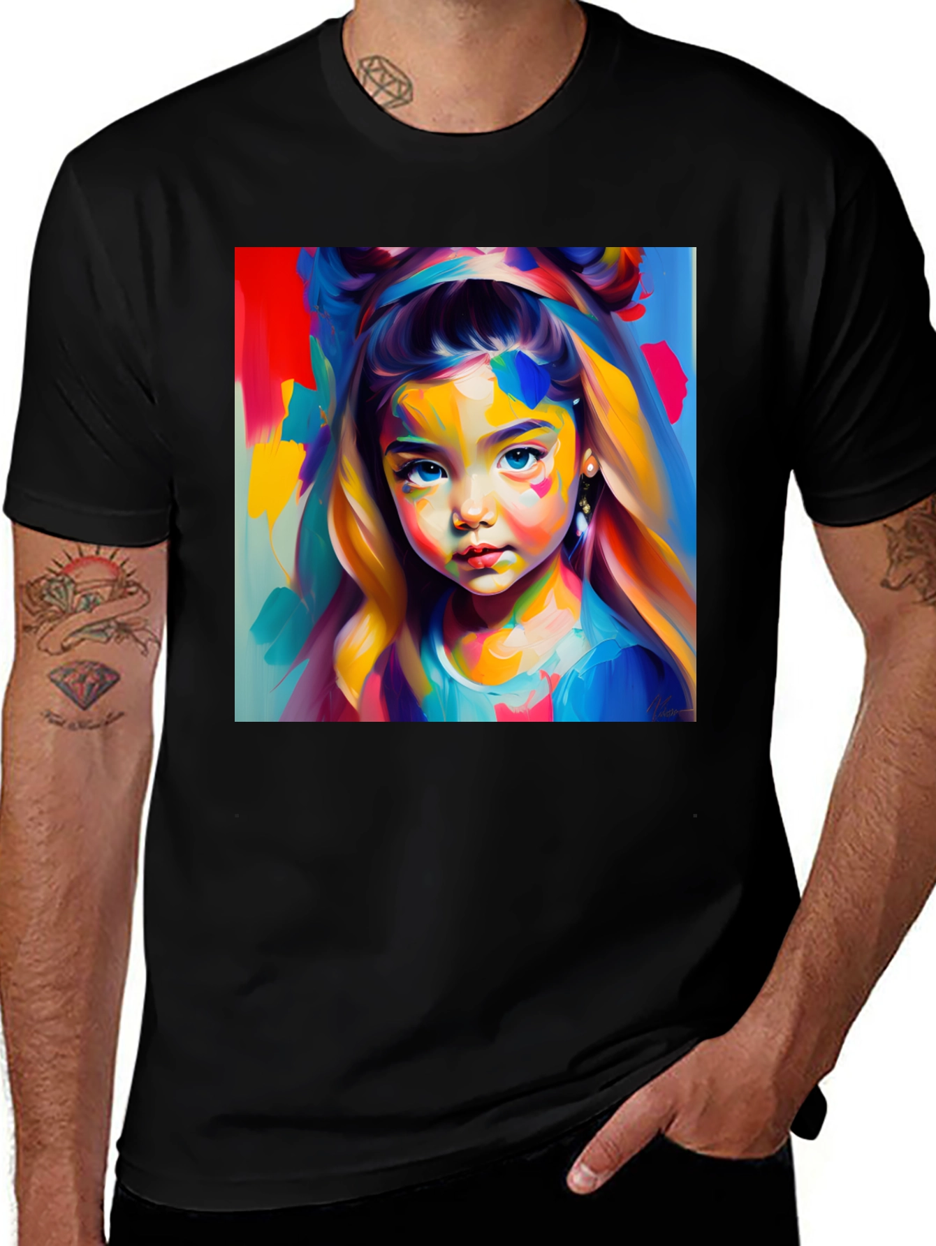 Variant 17 of Colorful Girl Portrait Graphic Tee