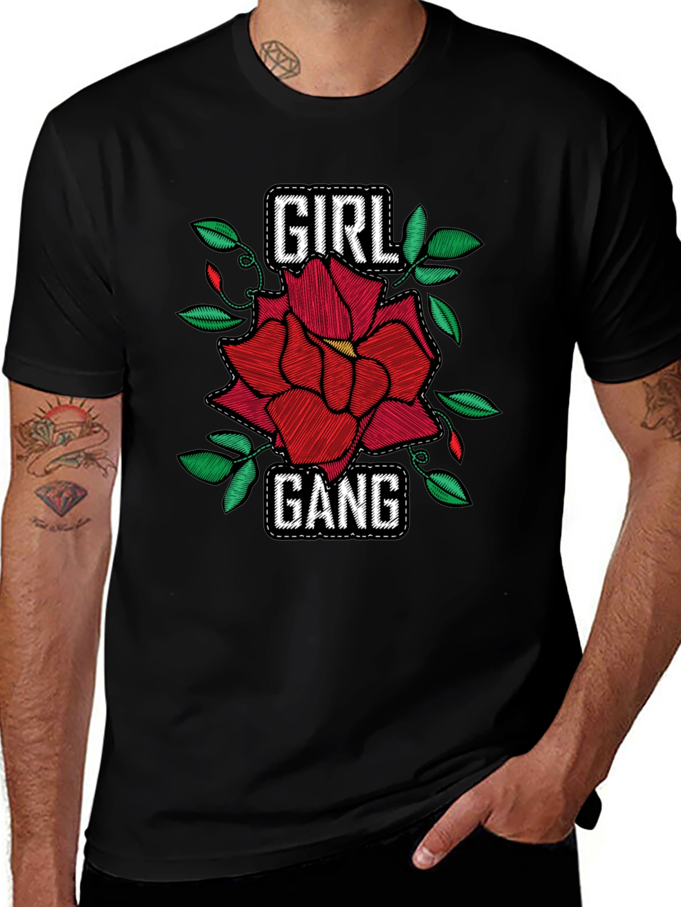 Variant 6 of Girl Gang Rose Graphic Black T-Shirt