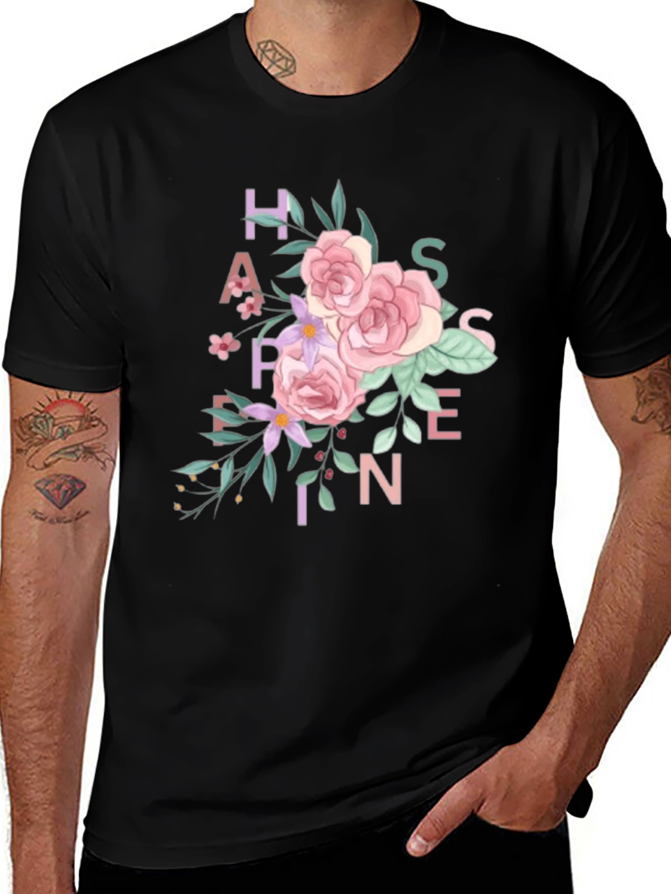 Variant 12 of Floral Happiness T-Shirt - Black