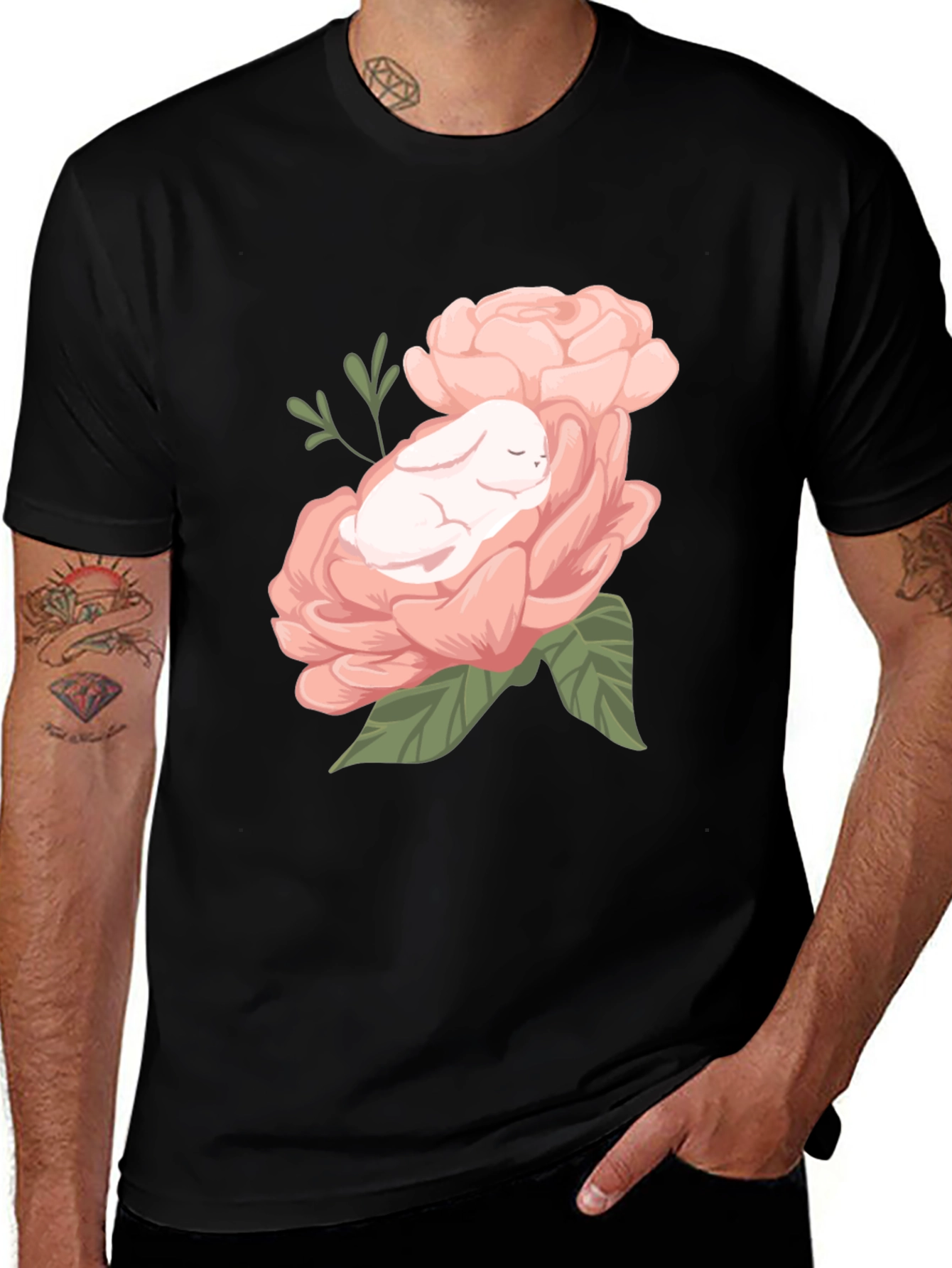 Variant 14 of Cute Bunny in Flower Graphic T-Shirt