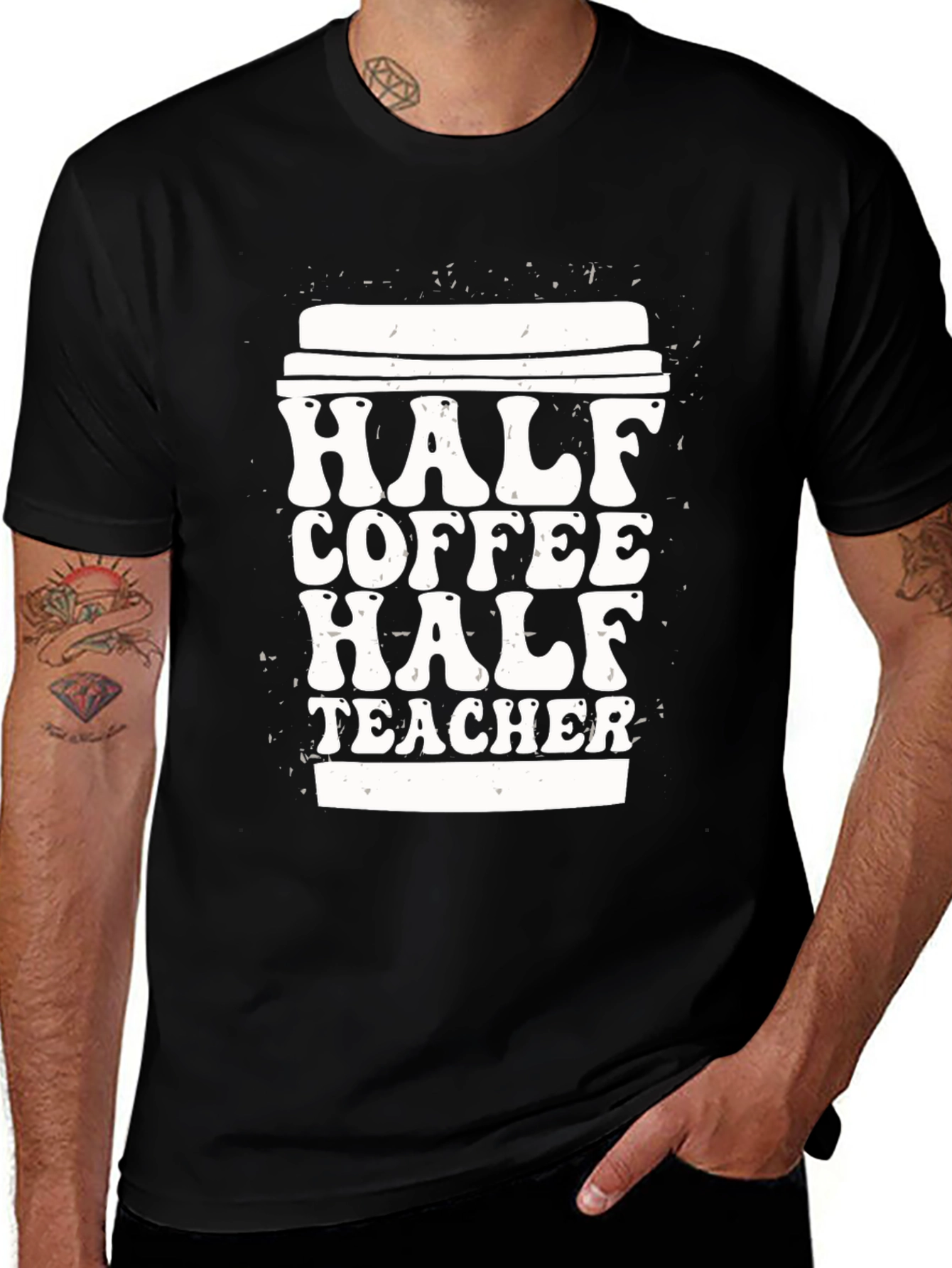 Variant 23 of Half Coffee Half Teacher Graphic T-Shirt