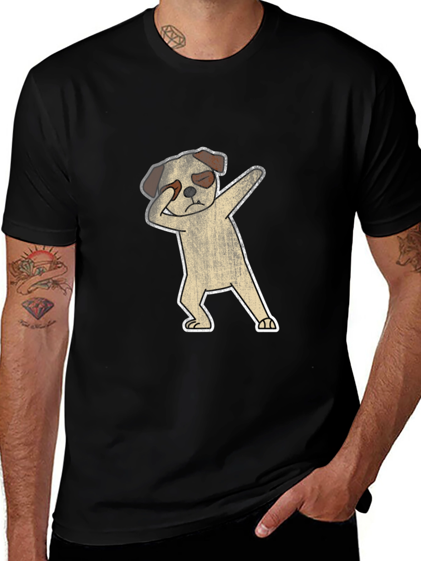 Variant 13 of Dabbing Dog Graphic T-Shirt - Black
