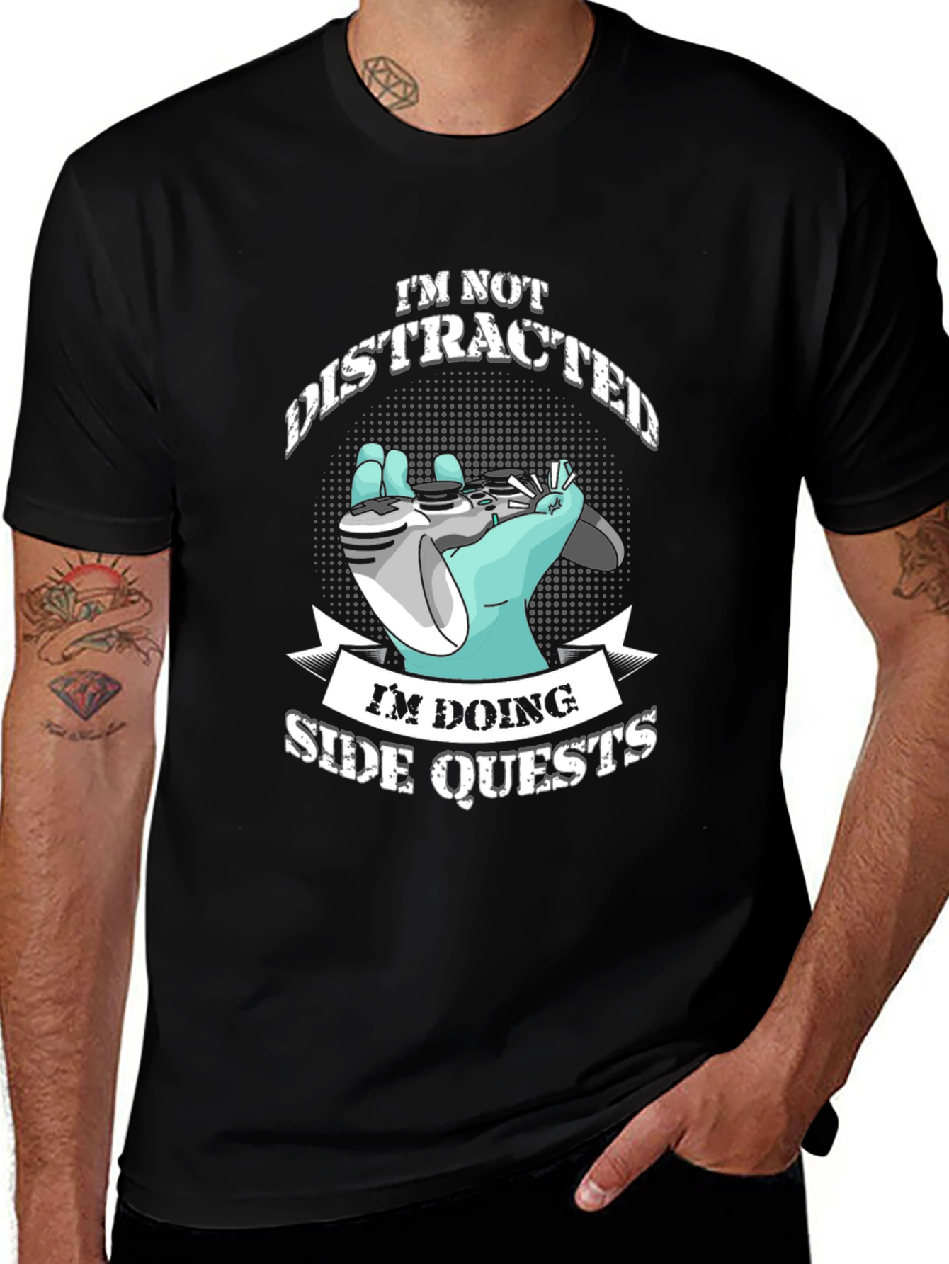 Variant 19 of Gamer 'Side Quests' Graphic Tee