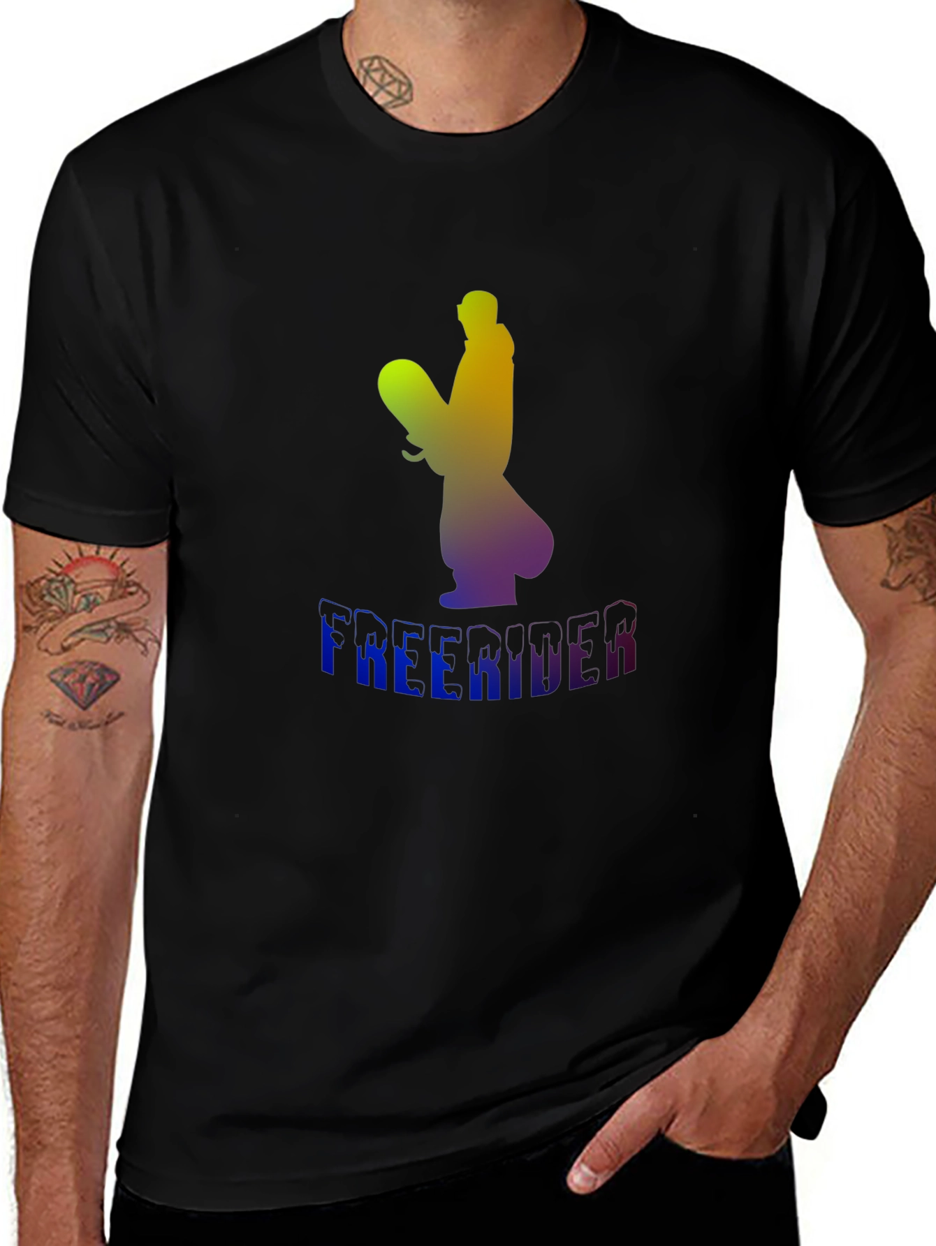 Variant 17 of Freerider Snowboarder Gradient Graphic T-Shirt